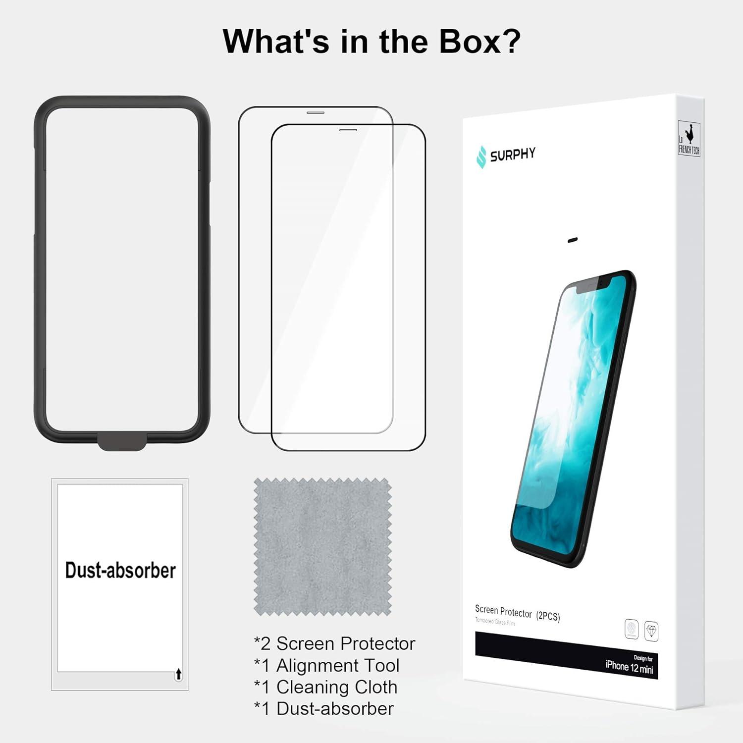 imageSURPHY 2 Pack Compatible with iPhone 12 Mini Screen Protector 54 inch 2020 HD Clear Tempered Glass Film Designed for iPhone 12 Mini