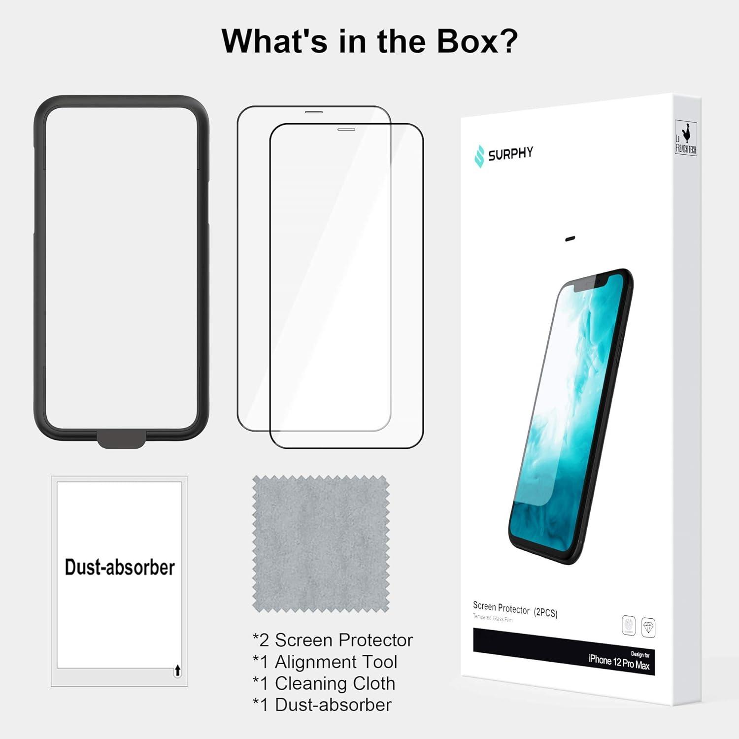 imageSURPHY 2 Pack Compatible with iPhone 12 Pro Max Screen Protector 67 inch 2020 HD Clear Tempered Glass Film Designed for iPhone 12 Pro Max