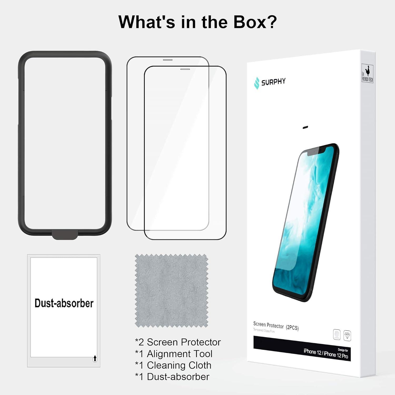 imageSURPHY 2 Pack Compatible with iPhone 12 Pro Screen Protector and iPhone 12 Screen Protector 61 inch 2020 HD Clear Tempered Glass Film Designed for iPhone 12 ampamp 12 Pro