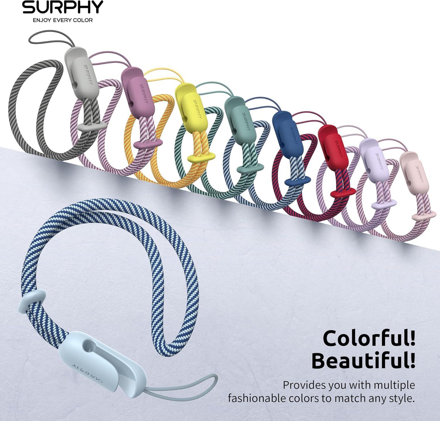 imageSURPHY 2 Pack Phone Lanyard for Cellphone Case Phone Wrist Strap for Case Cellphone Strap with 2Color Braided Charm Wrist Lanyard for Women and Men Black ampamp GrayCloud Blue Blue Jay