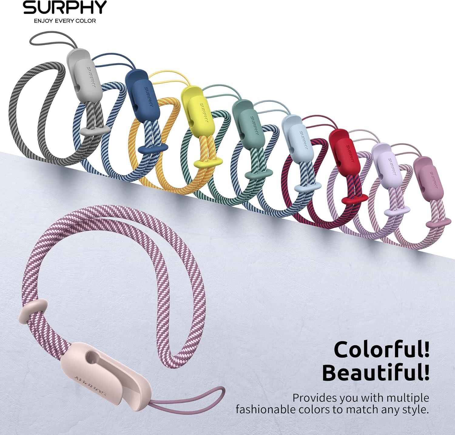 imageSURPHY 2 Pack Phone Lanyard for Cellphone Case Phone Wrist Strap for Case Cellphone Strap with 2Color Braided Charm Wrist Lanyard for Women and Men Black ampamp GrayPink Pink