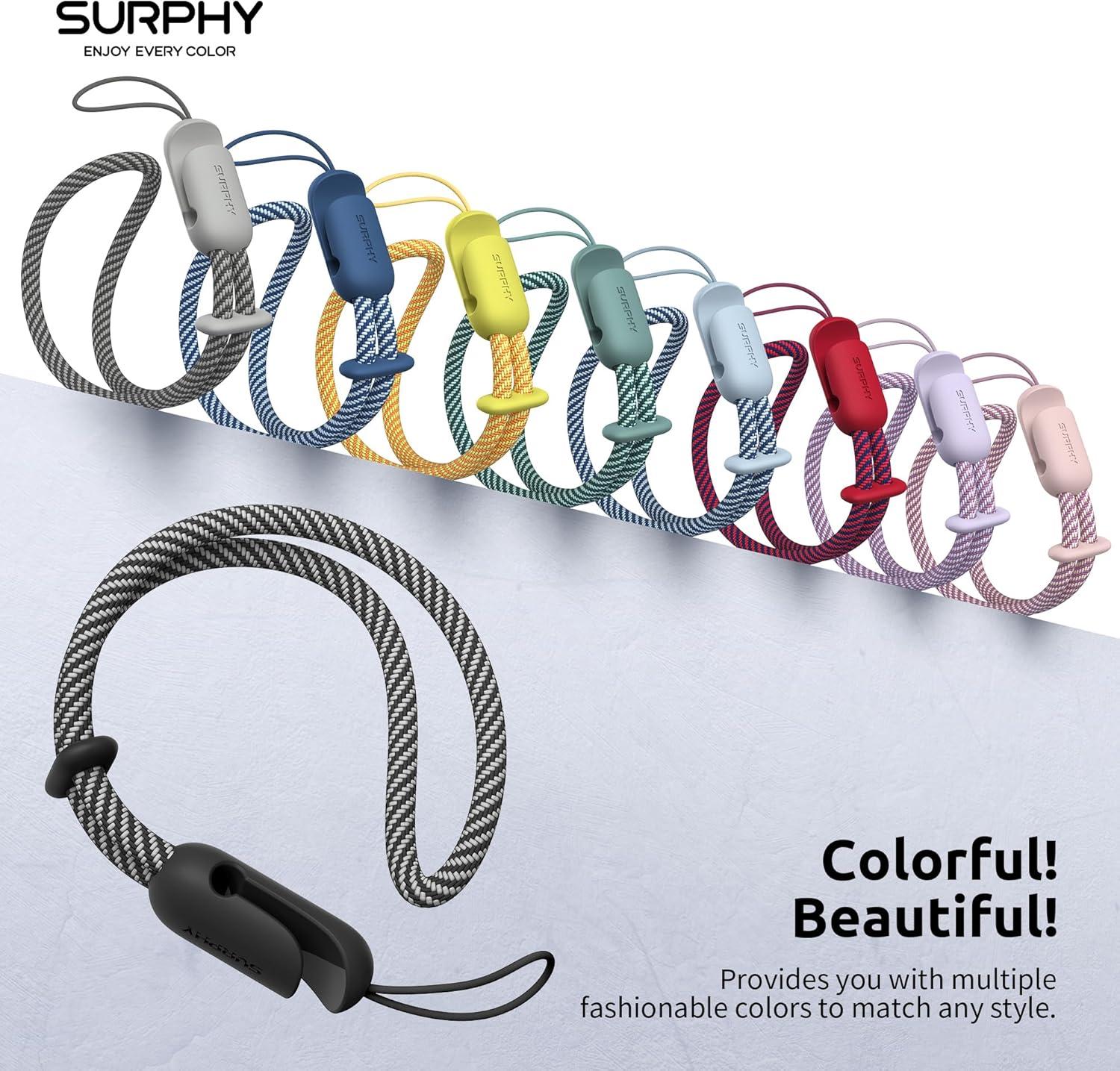 imageSURPHY 2 Pack Phone Lanyard for Cellphone Case Phone Wrist Strap for Case Cellphone Strap with 2Color Braided Charm Wrist Lanyard for Women and Men Black ampamp GrayBlack Blue Jay