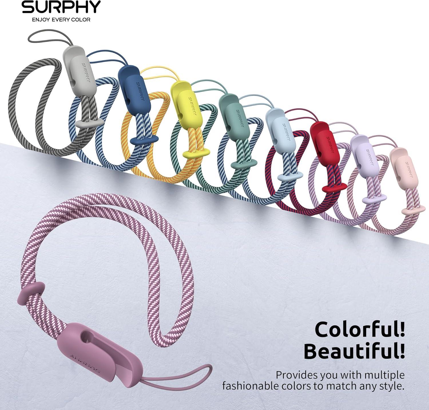 imageSURPHY 2 Pack Phone Lanyard for Cellphone Case Phone Wrist Strap for Case Cellphone Strap with 2Color Braided Charm Wrist Lanyard for Women and Men Black ampamp GrayPink Lilac Purple