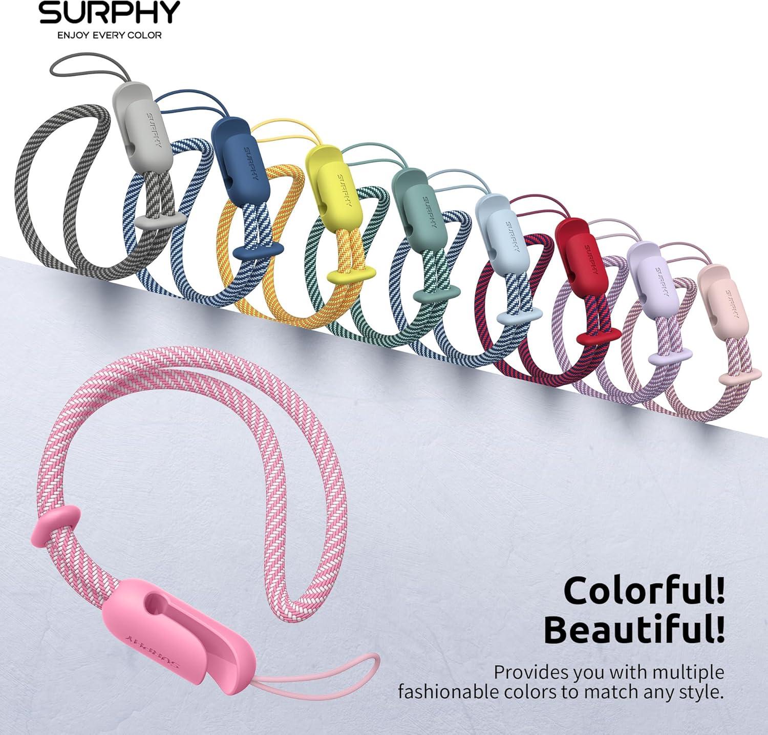 imageSURPHY 2 Pack Phone Lanyard for Cellphone Case Phone Wrist Strap for Case Cellphone Strap with 2Color Braided Charm Wrist Lanyard for Women and Men Black ampamp GrayPink Rose Pink