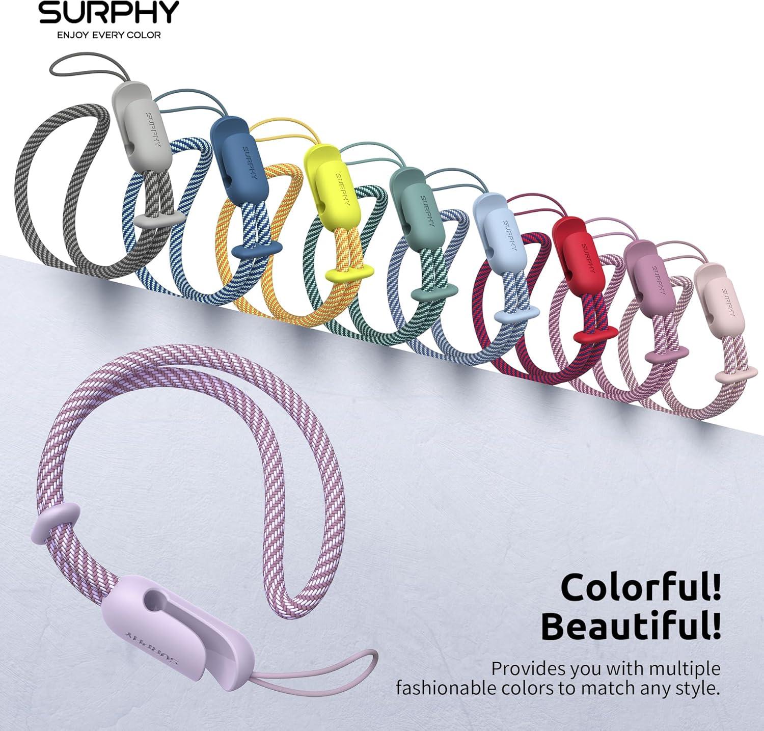 imageSURPHY 2 Pack Phone Lanyard for Cellphone Case Phone Wrist Strap for Case Cellphone Strap with 2Color Braided Charm Wrist Lanyard for Women and Men Black ampamp GrayLilac Lilac Purple