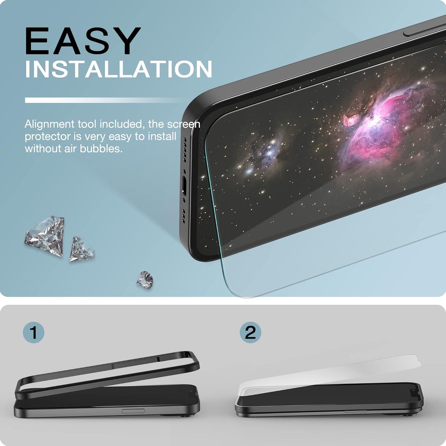 imageSURPHY 3 Pack Compatible with iPhone 14iPhone 13 ProiPhone 13 Screen Protector 61 inch 2022 HD Clear Tempered Glass Designed for iPhone 14 13 Pro 13 HD Clear