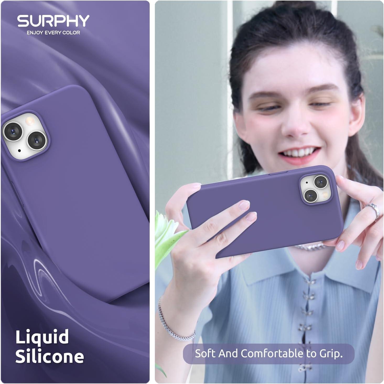 imageSURPHY 4 in 1 Designed for iPhone 14 Case Compatible with MagSafe 61 inch 2022 with 2 Pack Screen Protector Camera Cover Liquid Silicone Phone Case Cactus GreenViolet