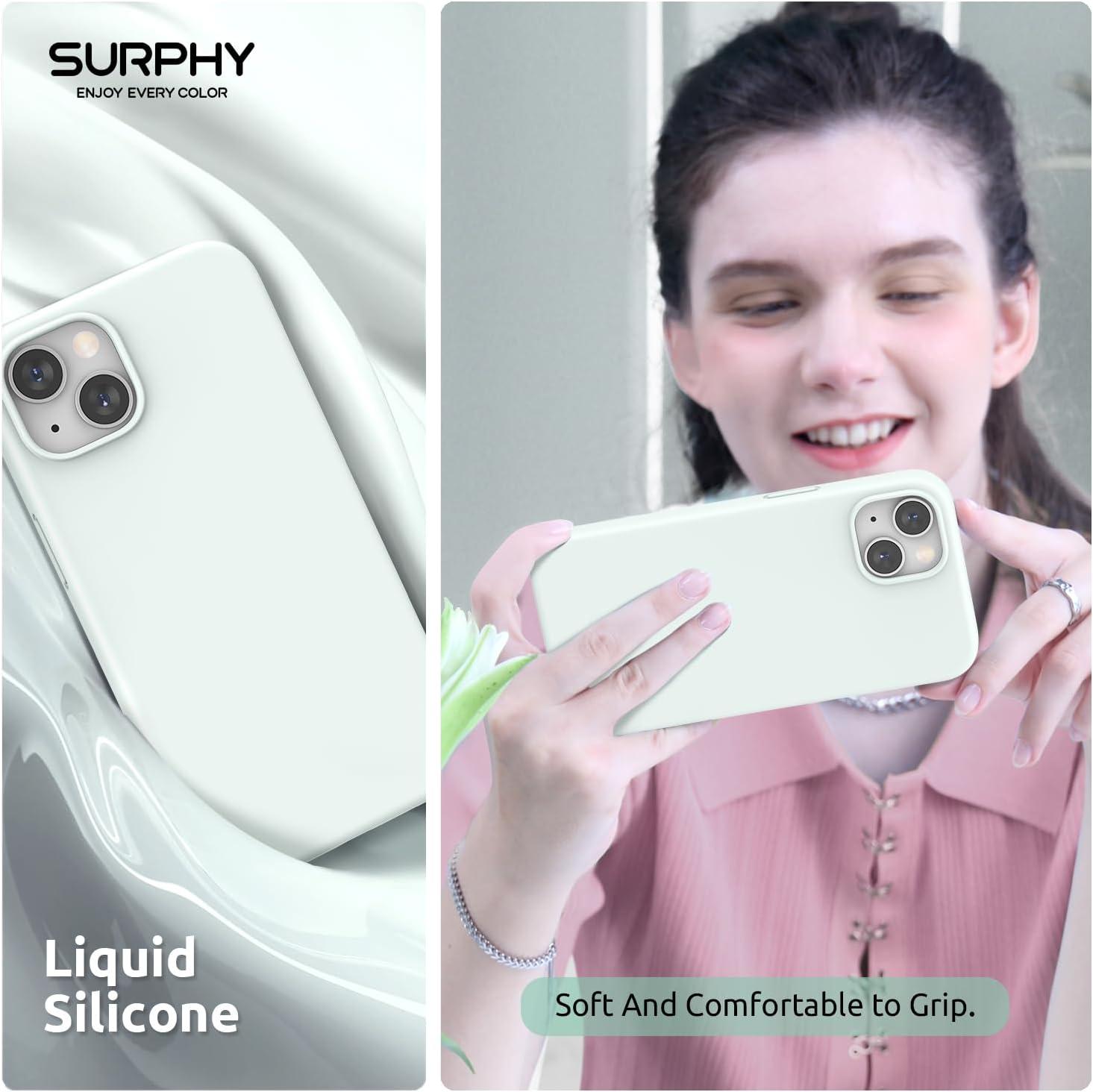 imageSURPHY 4 in 1 Designed for iPhone 14 Case Compatible with MagSafe 61 inch 2022 with 2 Pack Screen Protector Camera Cover Liquid Silicone Phone Case Cactus GreenSoft Mint