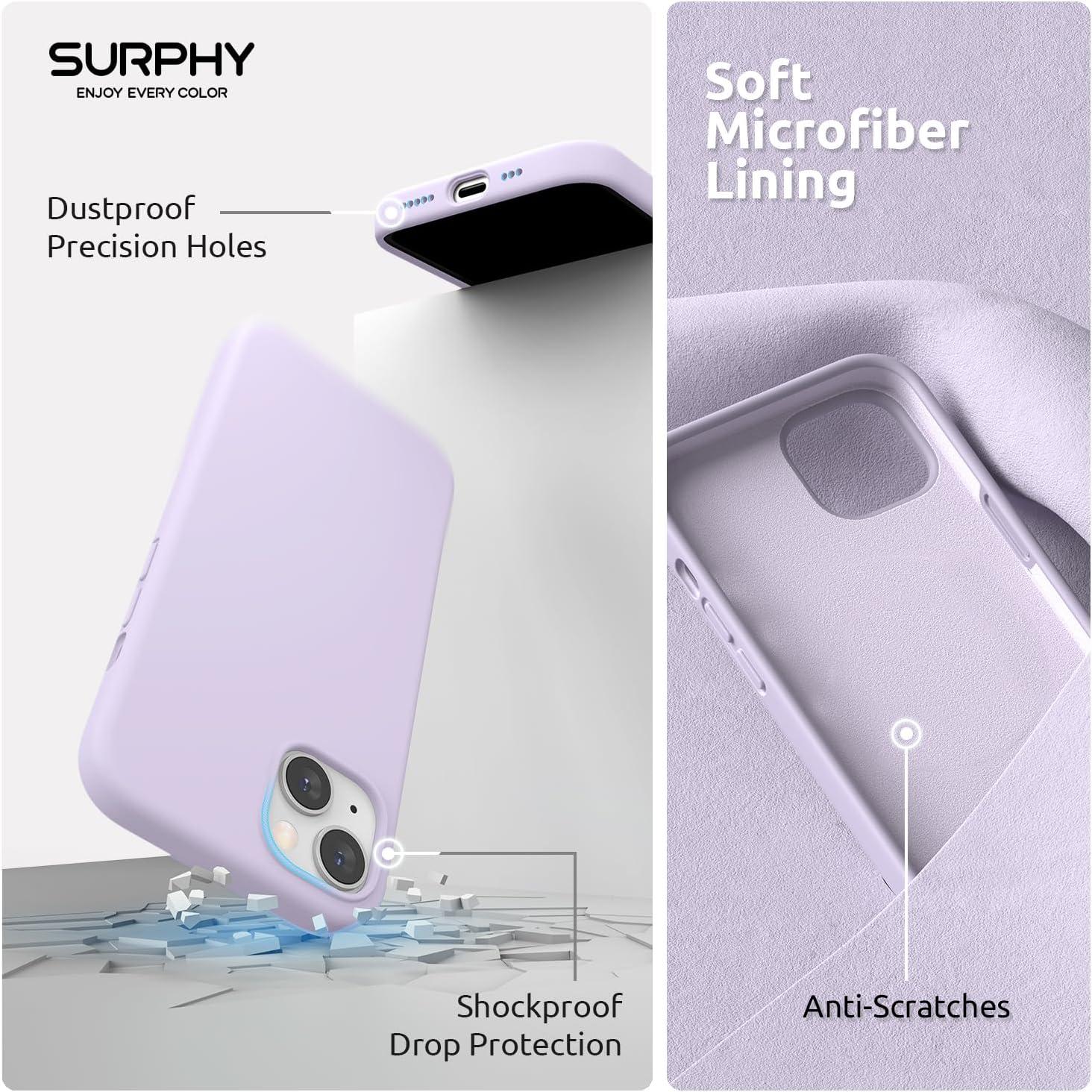 imageSURPHY 4 in 1 Designed for iPhone 14 Case Compatible with MagSafe 61 inch 2022 with 2 Pack Screen Protector Camera Cover Liquid Silicone Phone Case Cactus GreenLight Lavender