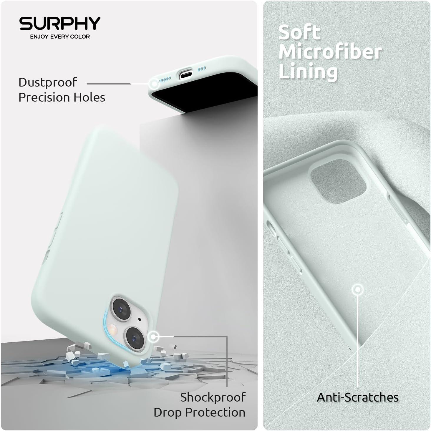 imageSURPHY 4 in 1 Designed for iPhone 14 Case Compatible with MagSafe 61 inch 2022 with 2 Pack Screen Protector Camera Cover Liquid Silicone Phone Case Cactus GreenSoft Mint