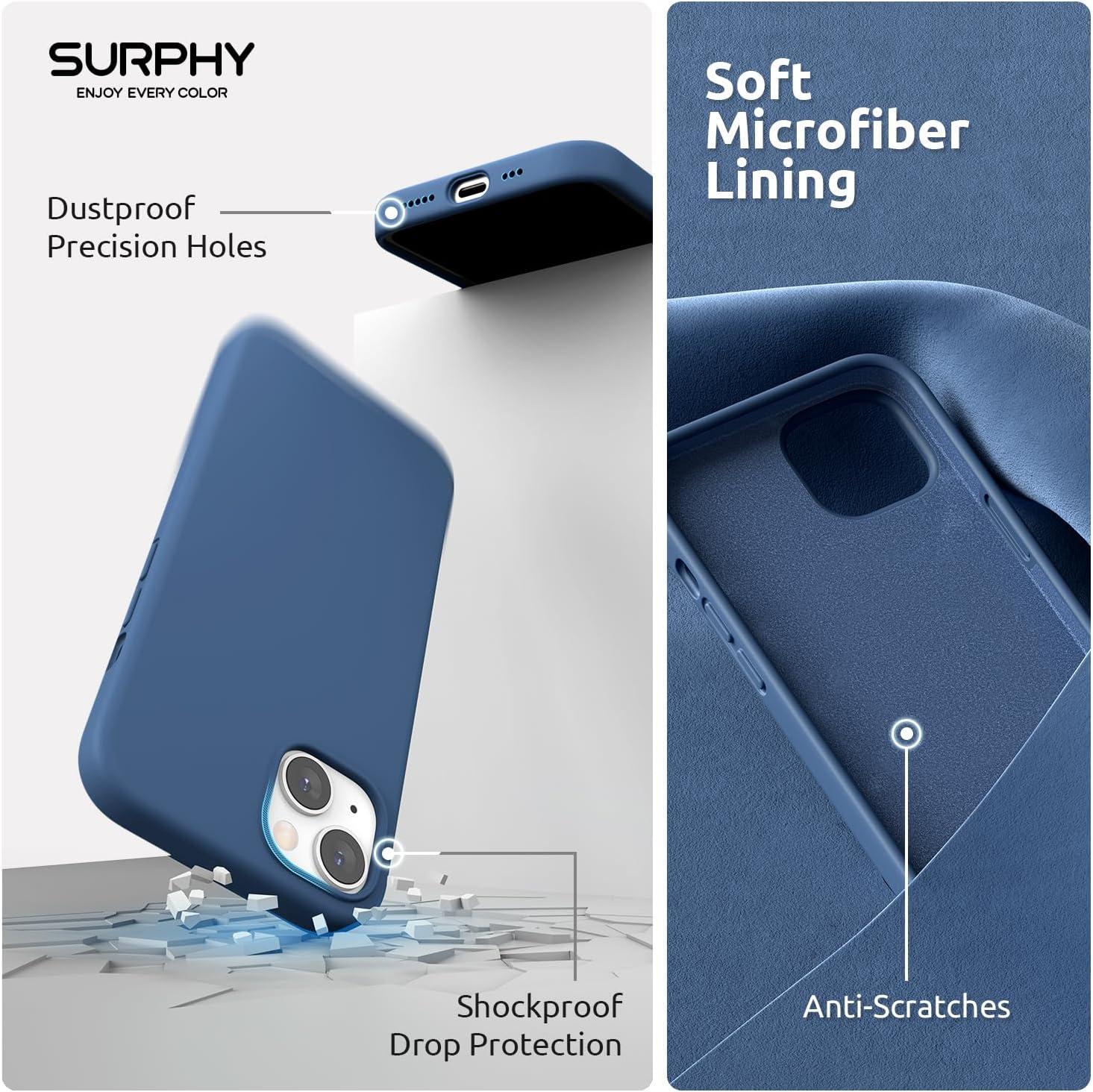 imageSURPHY 4 in 1 Designed for iPhone 14 Case Compatible with MagSafe 61 inch 2022 with 2 Pack Screen Protector Camera Cover Liquid Silicone Phone Case Cactus GreenBlue Jay