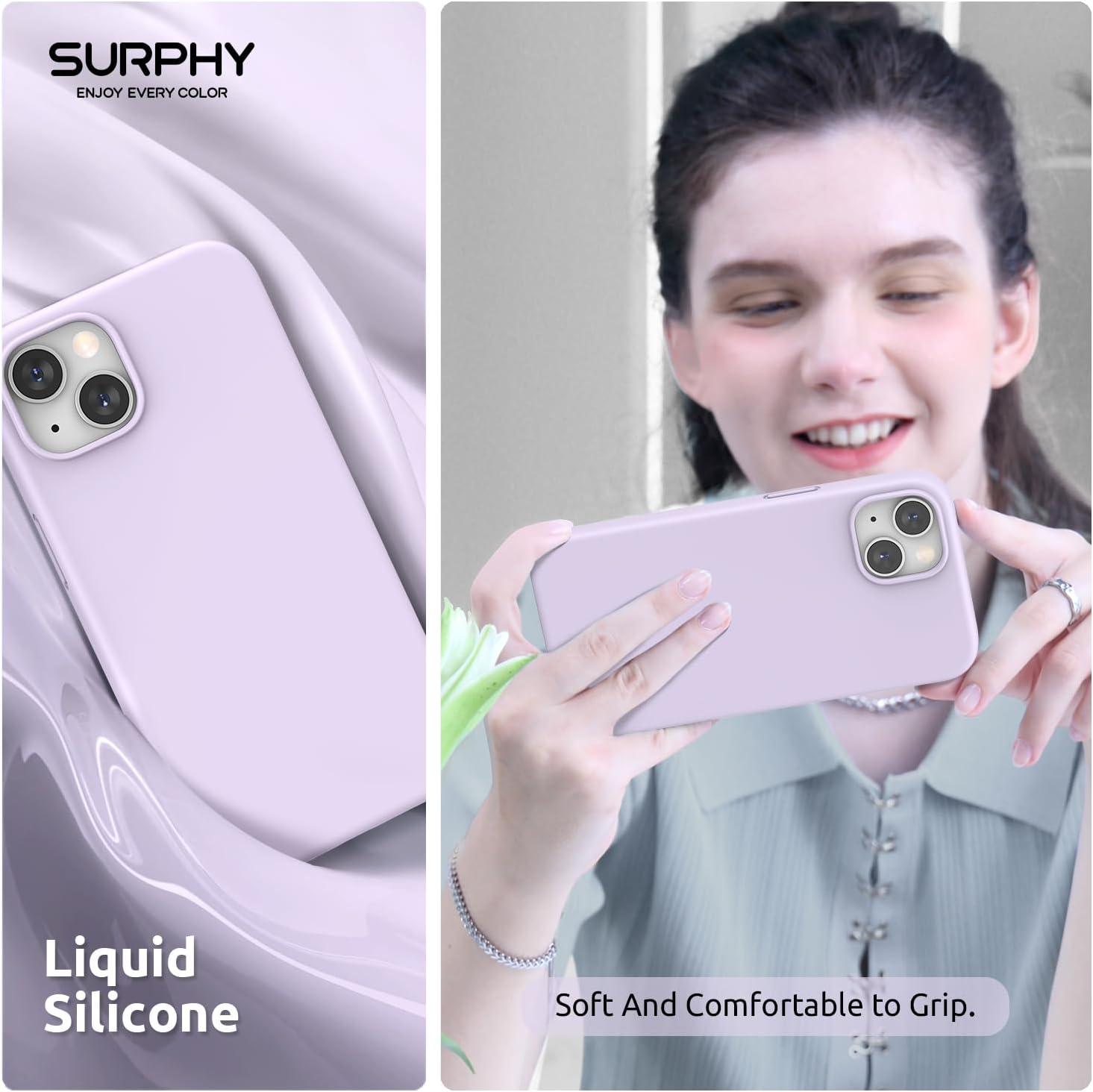 imageSURPHY 4 in 1 Designed for iPhone 14 Case Compatible with MagSafe 61 inch 2022 with 2 Pack Screen Protector Camera Cover Liquid Silicone Phone Case Cactus GreenLight Lavender