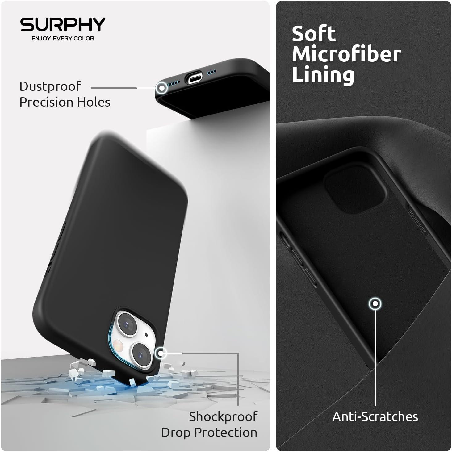 imageSURPHY 4 in 1 Designed for iPhone 14 Case Compatible with MagSafe 61 inch 2022 with 2 Pack Screen Protector Camera Cover Liquid Silicone Phone Case Cactus GreenBlack