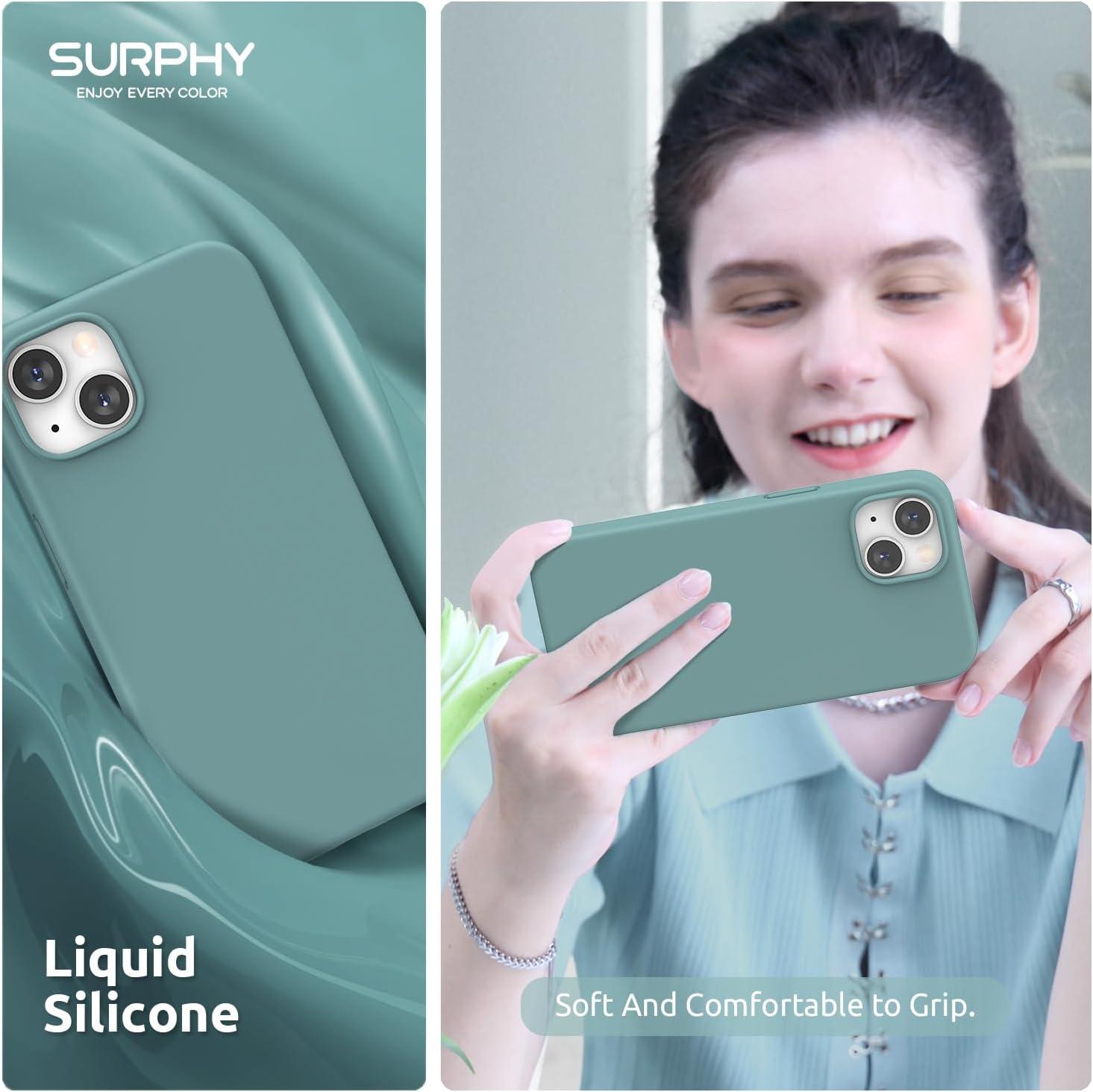 imageSURPHY 4 in 1 Designed for iPhone 14 Case Compatible with MagSafe 61 inch 2022 with 2 Pack Screen Protector Camera Cover Liquid Silicone Phone Case Cactus GreenCactus Green