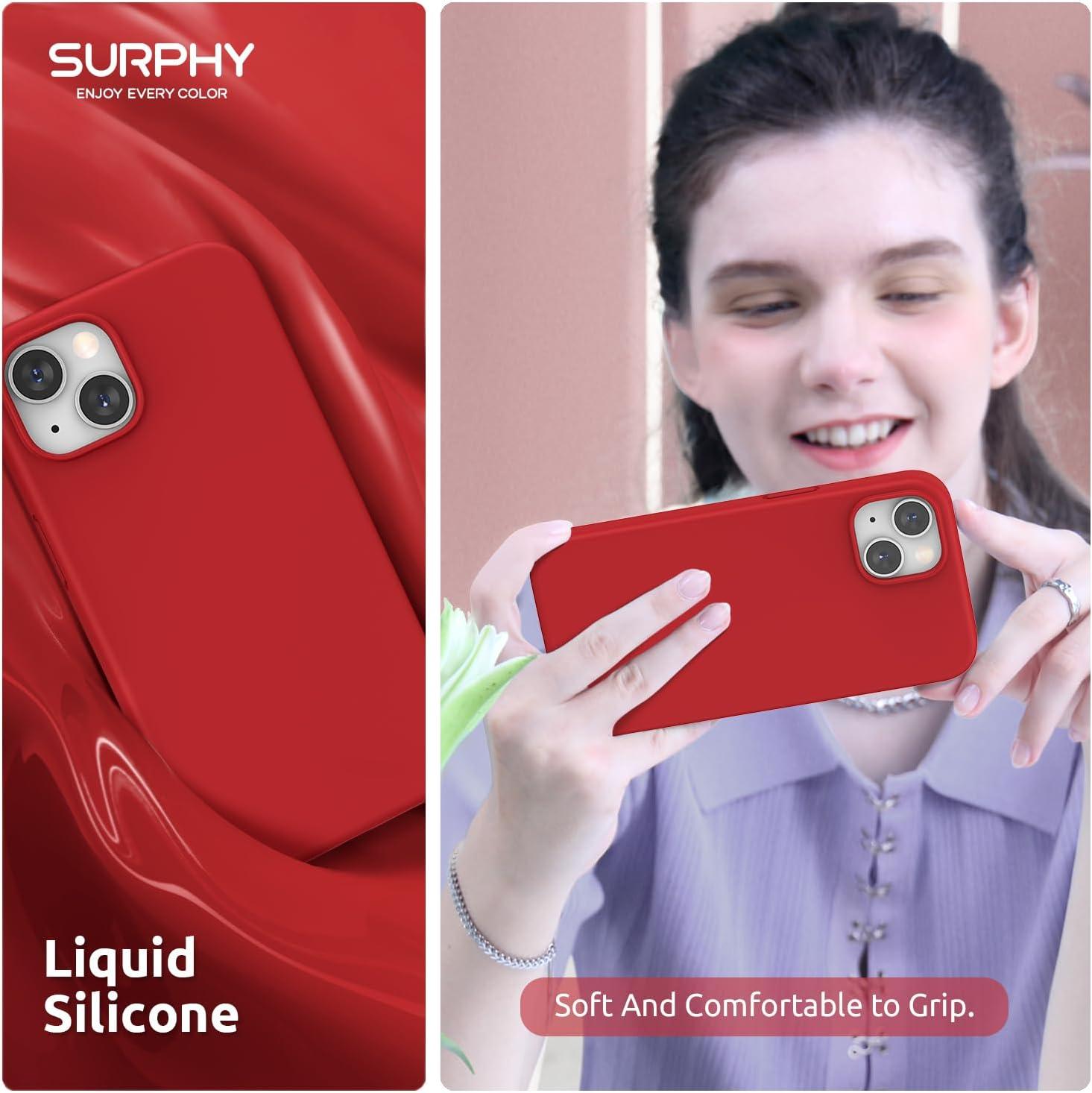 imageSURPHY 4 in 1 Designed for iPhone 14 Case Compatible with MagSafe 61 inch 2022 with 2 Pack Screen Protector Camera Cover Liquid Silicone Phone Case Cactus GreenRed