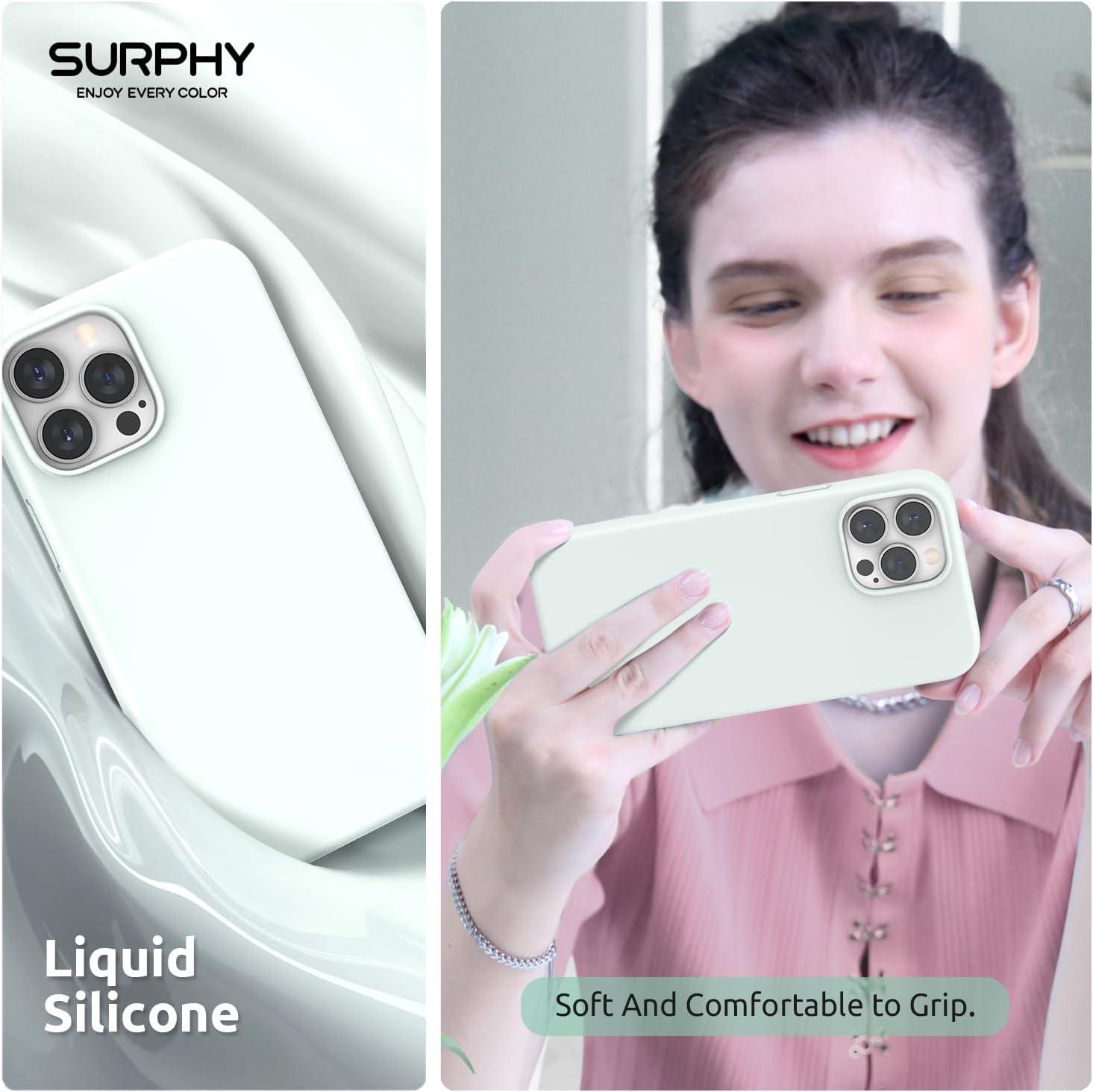 imageSURPHY 4 in 1 Designed for iPhone 14 Pro Case Compatible with MagSafe 61 inch 2022 with 2 Pack Screen Protector Camera Cover Liquid Silicone Phone Case Cactus GreenSoft Mint