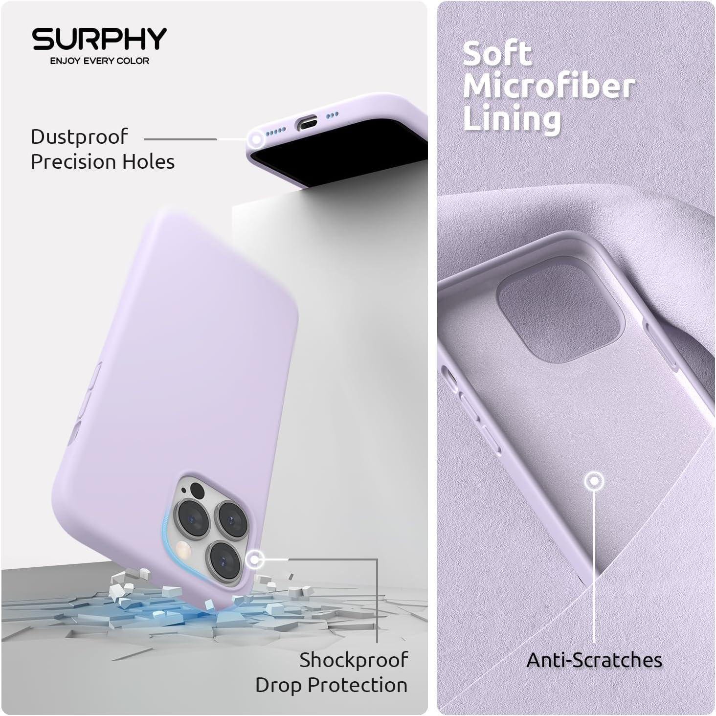 imageSURPHY 4 in 1 Designed for iPhone 14 Pro Case Compatible with MagSafe 61 inch 2022 with 2 Pack Screen Protector Camera Cover Liquid Silicone Phone Case Cactus GreenLight Lavender