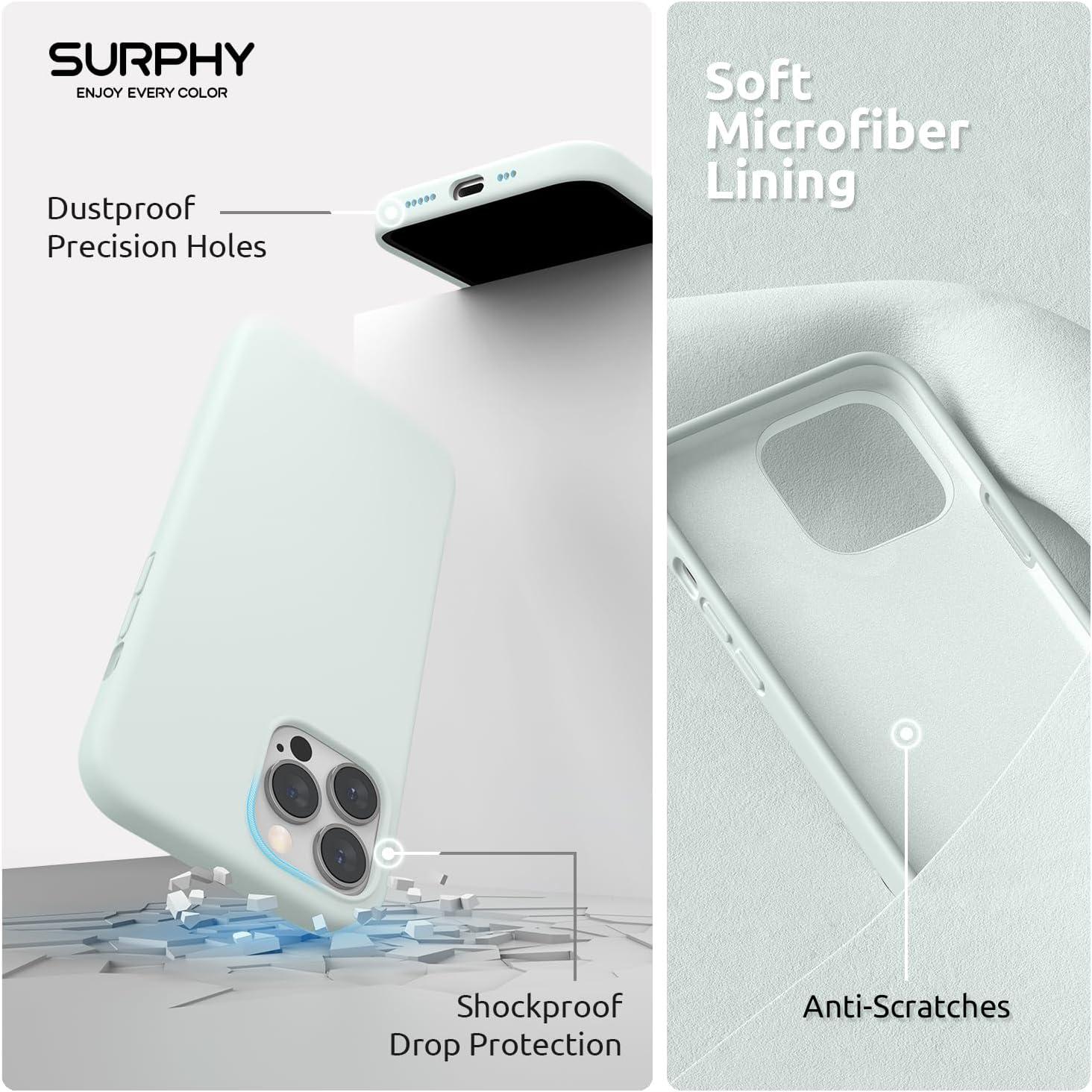 imageSURPHY 4 in 1 Designed for iPhone 14 Pro Case Compatible with MagSafe 61 inch 2022 with 2 Pack Screen Protector Camera Cover Liquid Silicone Phone Case Cactus GreenSoft Mint