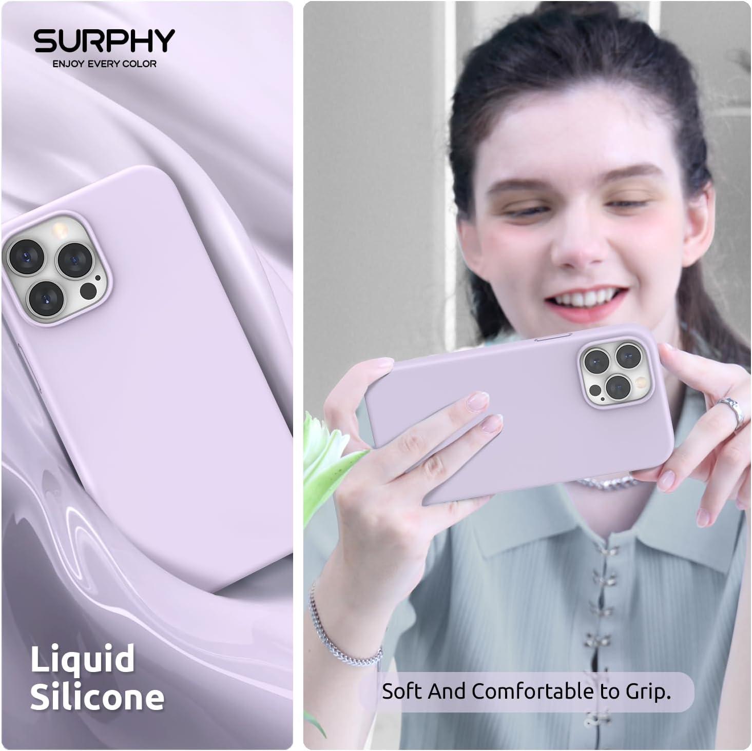 imageSURPHY 4 in 1 Designed for iPhone 14 Pro Case Compatible with MagSafe 61 inch 2022 with 2 Pack Screen Protector Camera Cover Liquid Silicone Phone Case Cactus GreenLight Lavender