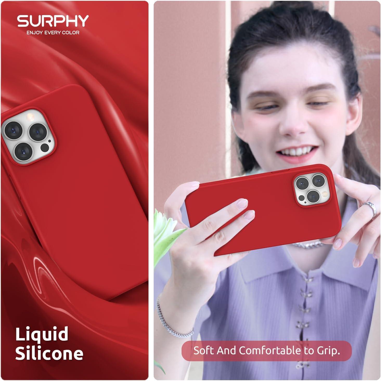 imageSURPHY 4 in 1 Designed for iPhone 14 Pro Max Case Compatible with MagSafe 67 inch 2022 with 2 Pack Screen Protector Camera Cover Liquid Silicone Phone Case Cactus GreenRed