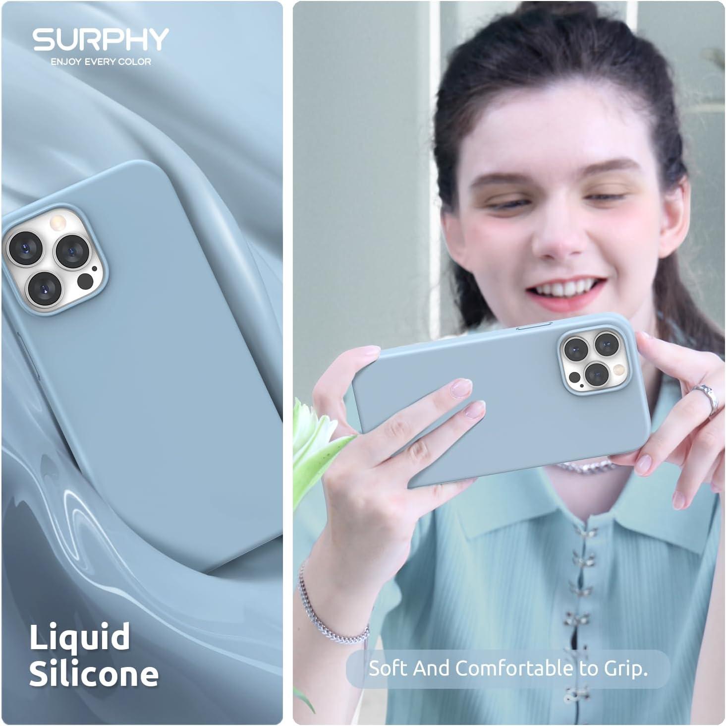 imageSURPHY 4 in 1 Designed for iPhone 14 Pro Max Case Compatible with MagSafe 67 inch 2022 with 2 Pack Screen Protector Camera Cover Liquid Silicone Phone Case Cactus GreenBlue Fog