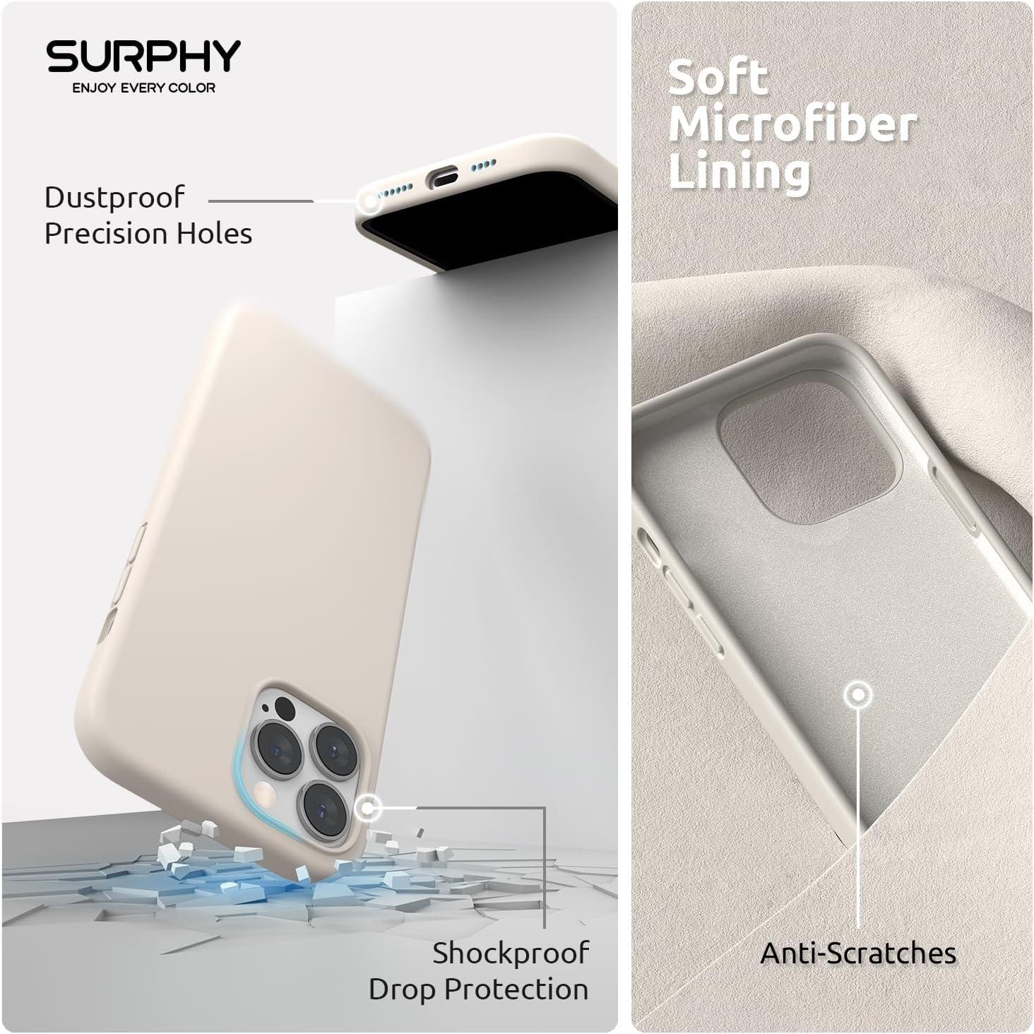 imageSURPHY 4 in 1 Designed for iPhone 14 Pro Max Case Compatible with MagSafe 67 inch 2022 with 2 Pack Screen Protector Camera Cover Liquid Silicone Phone Case Cactus GreenStone