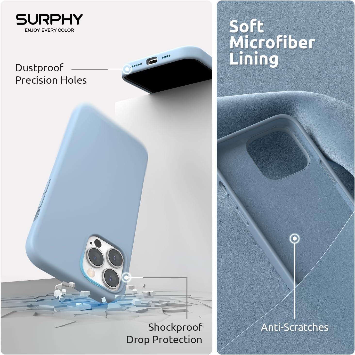 imageSURPHY 4 in 1 Designed for iPhone 14 Pro Max Case Compatible with MagSafe 67 inch 2022 with 2 Pack Screen Protector Camera Cover Liquid Silicone Phone Case Cactus GreenBlue Fog