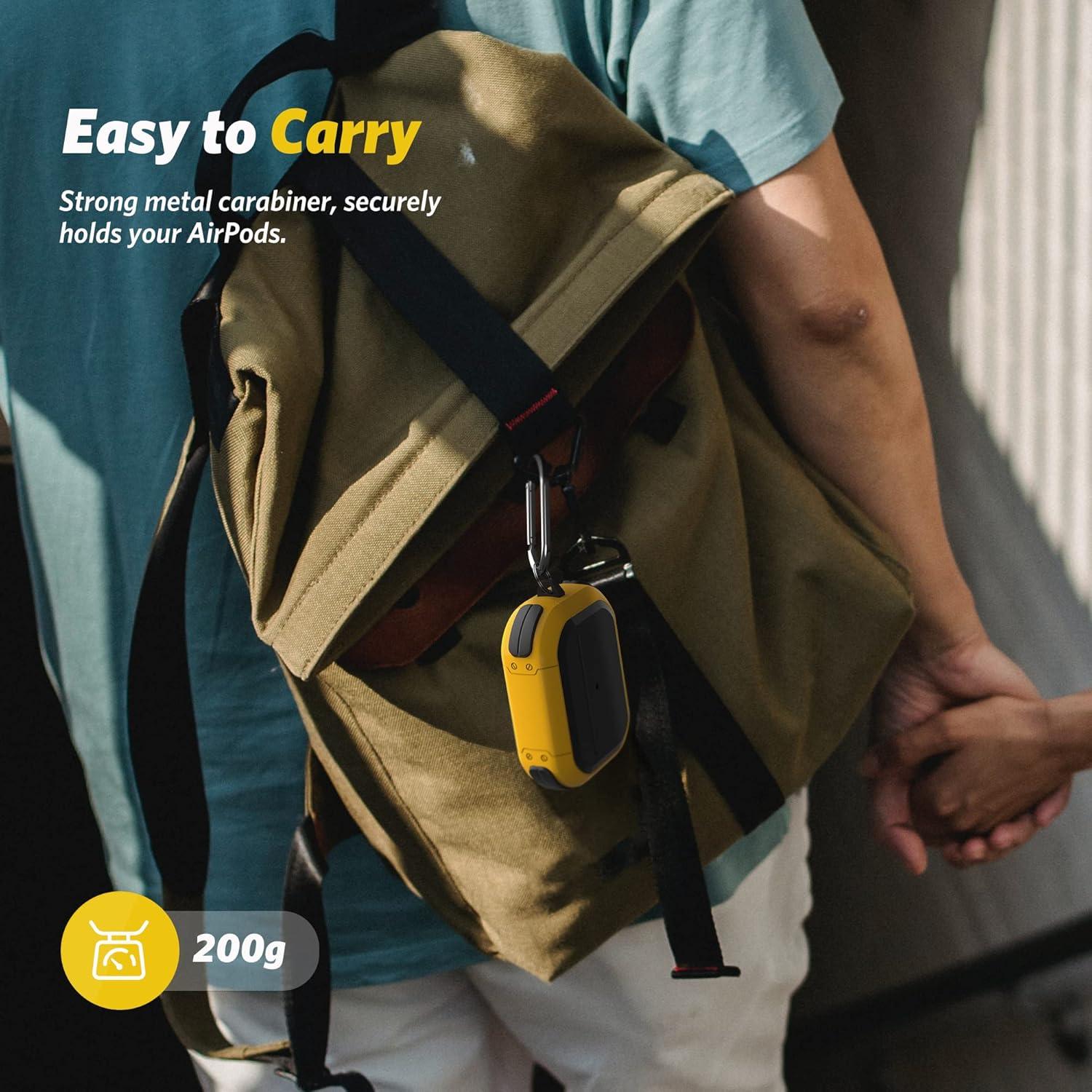 imageSURPHY Armor Case for AirPods Pro 2 ampamp Pro Rugged Protective Case with Keychain Front LED Visible Yellow