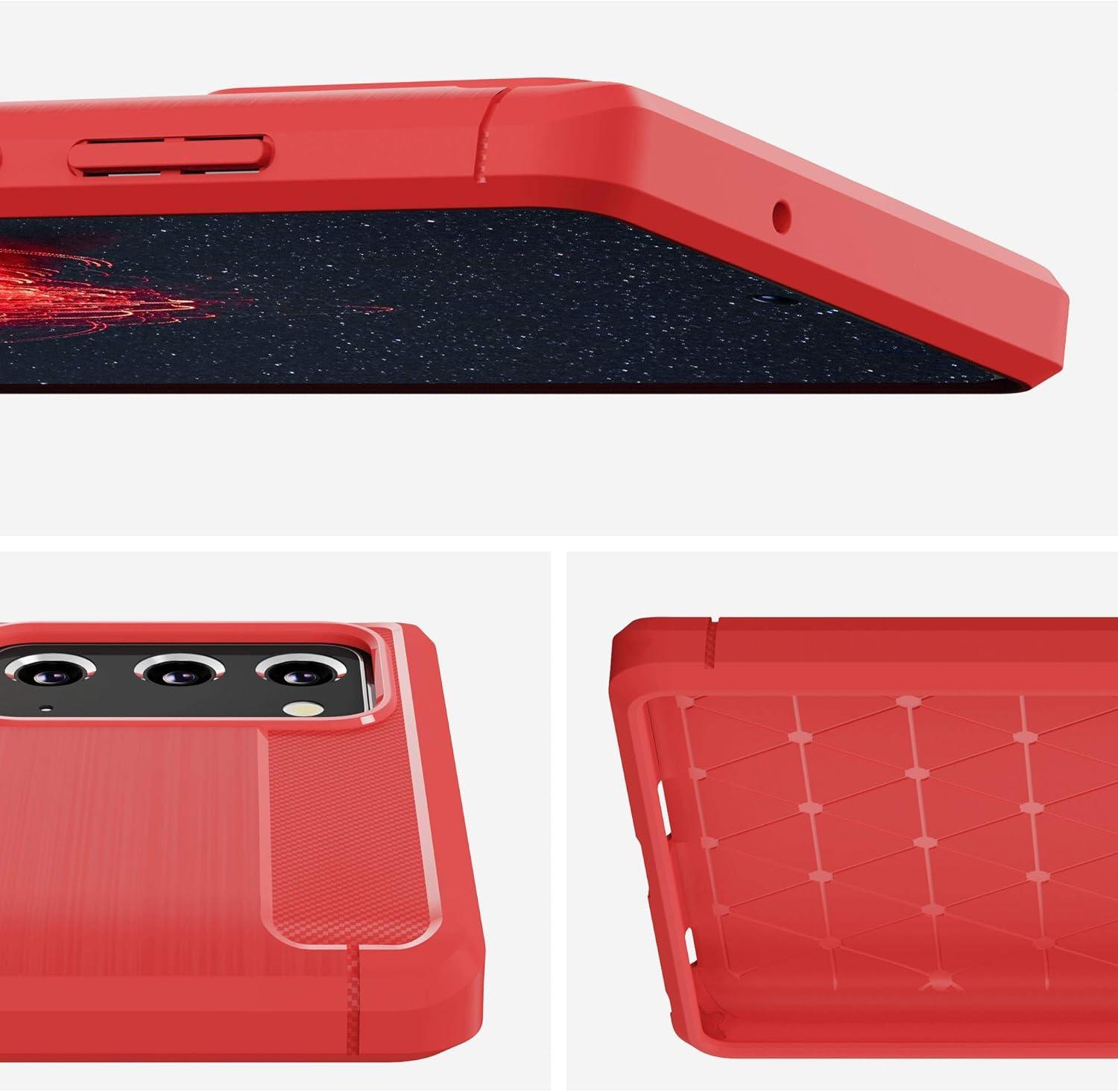 imageSURPHY Case Compatible with Galaxy Note 20 Case 67 Inches Carbon Fiber ampamp Brushed Effect Flexible TPU Phone Case for Note 20 Red