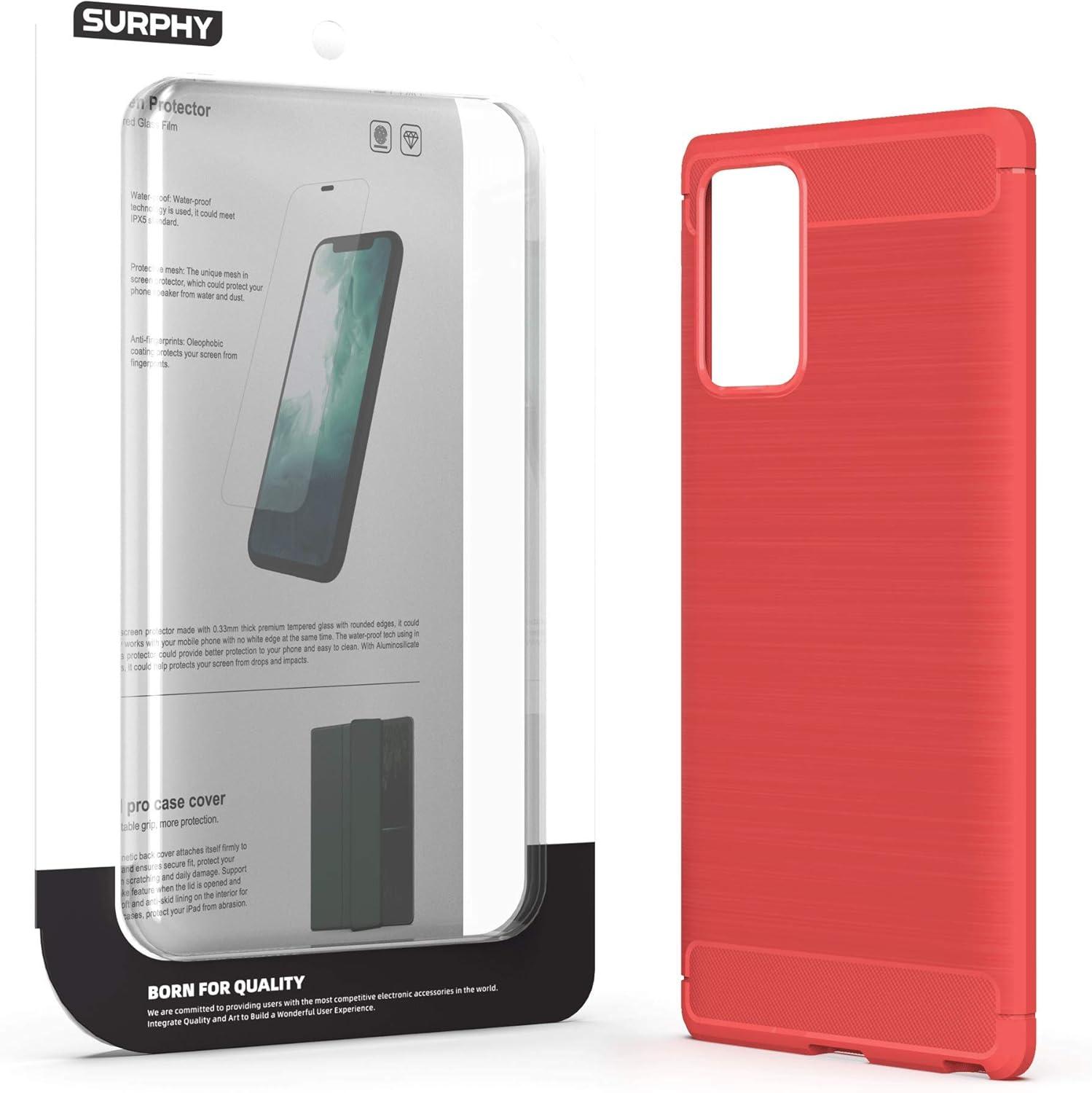 imageSURPHY Case Compatible with Galaxy Note 20 Case 67 Inches Carbon Fiber ampamp Brushed Effect Flexible TPU Phone Case for Note 20 Red