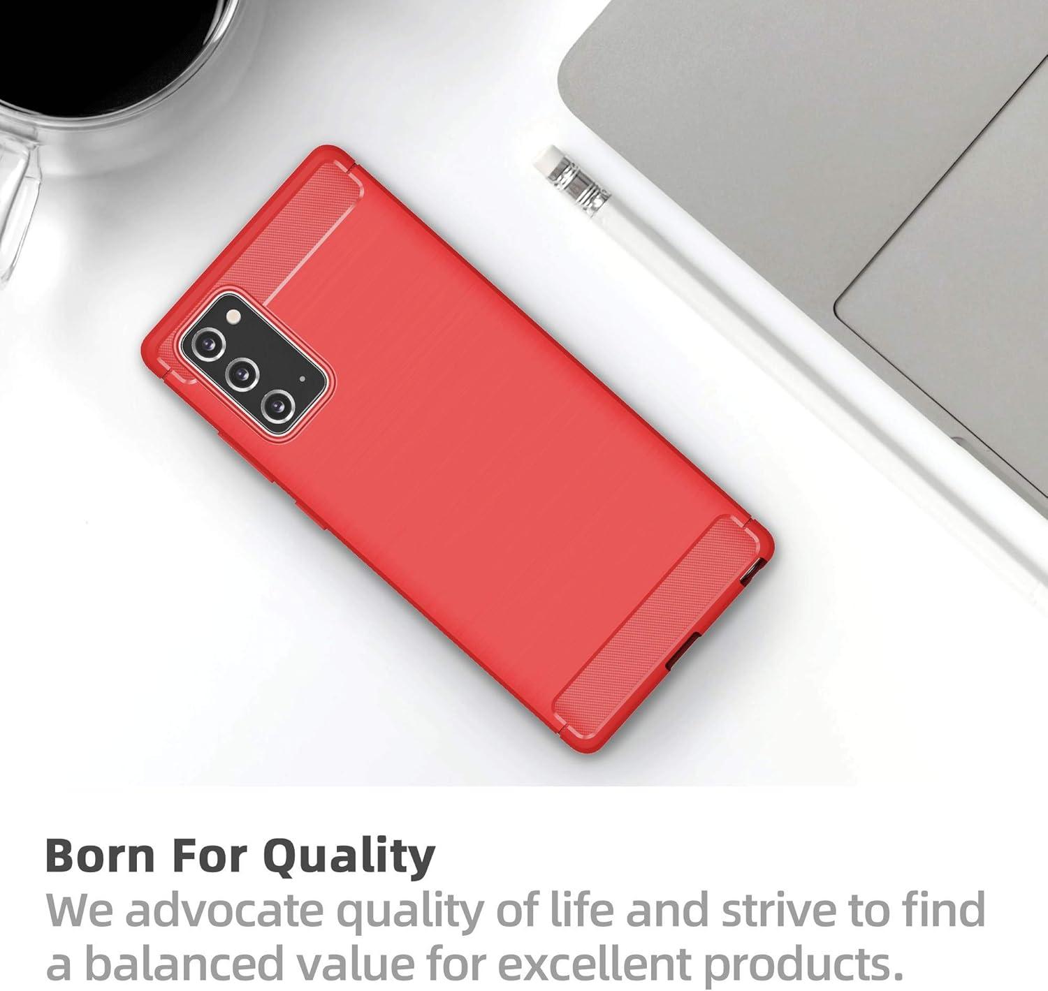 imageSURPHY Case Compatible with Galaxy Note 20 Case 67 Inches Carbon Fiber ampamp Brushed Effect Flexible TPU Phone Case for Note 20 Red