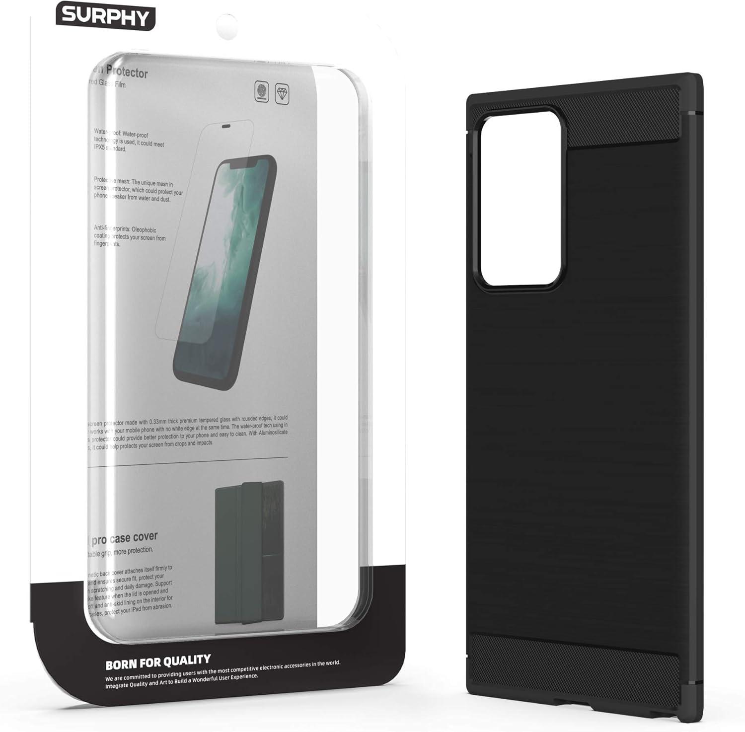 imageSURPHY Case Compatible with Galaxy Note 20 Ultra Case 69 InchesCarbon Fiber ampamp Brushed Effect Flexible TPU Phone Case for Note 20 Ultra Black