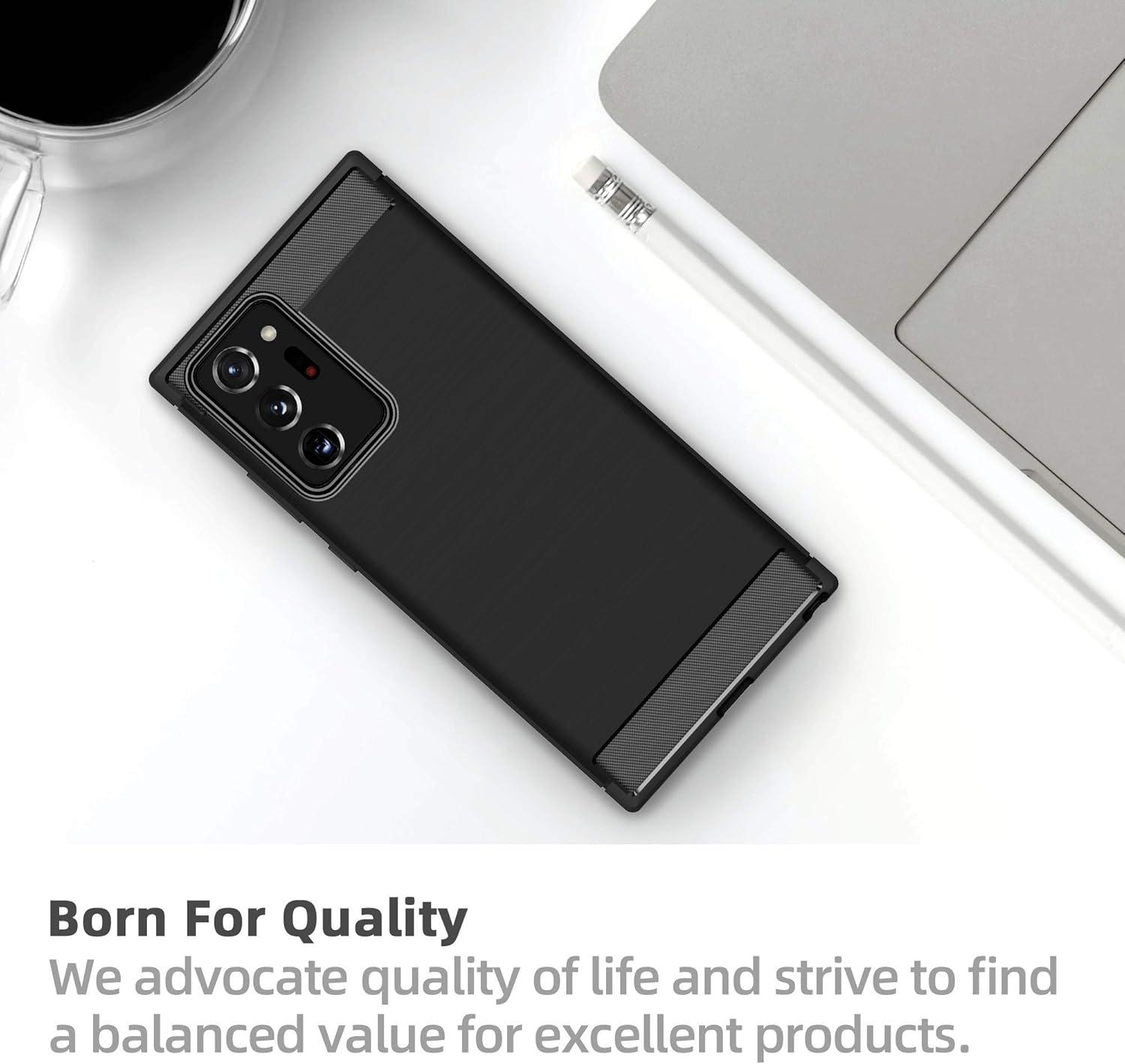 imageSURPHY Case Compatible with Galaxy Note 20 Ultra Case 69 InchesCarbon Fiber ampamp Brushed Effect Flexible TPU Phone Case for Note 20 Ultra Black