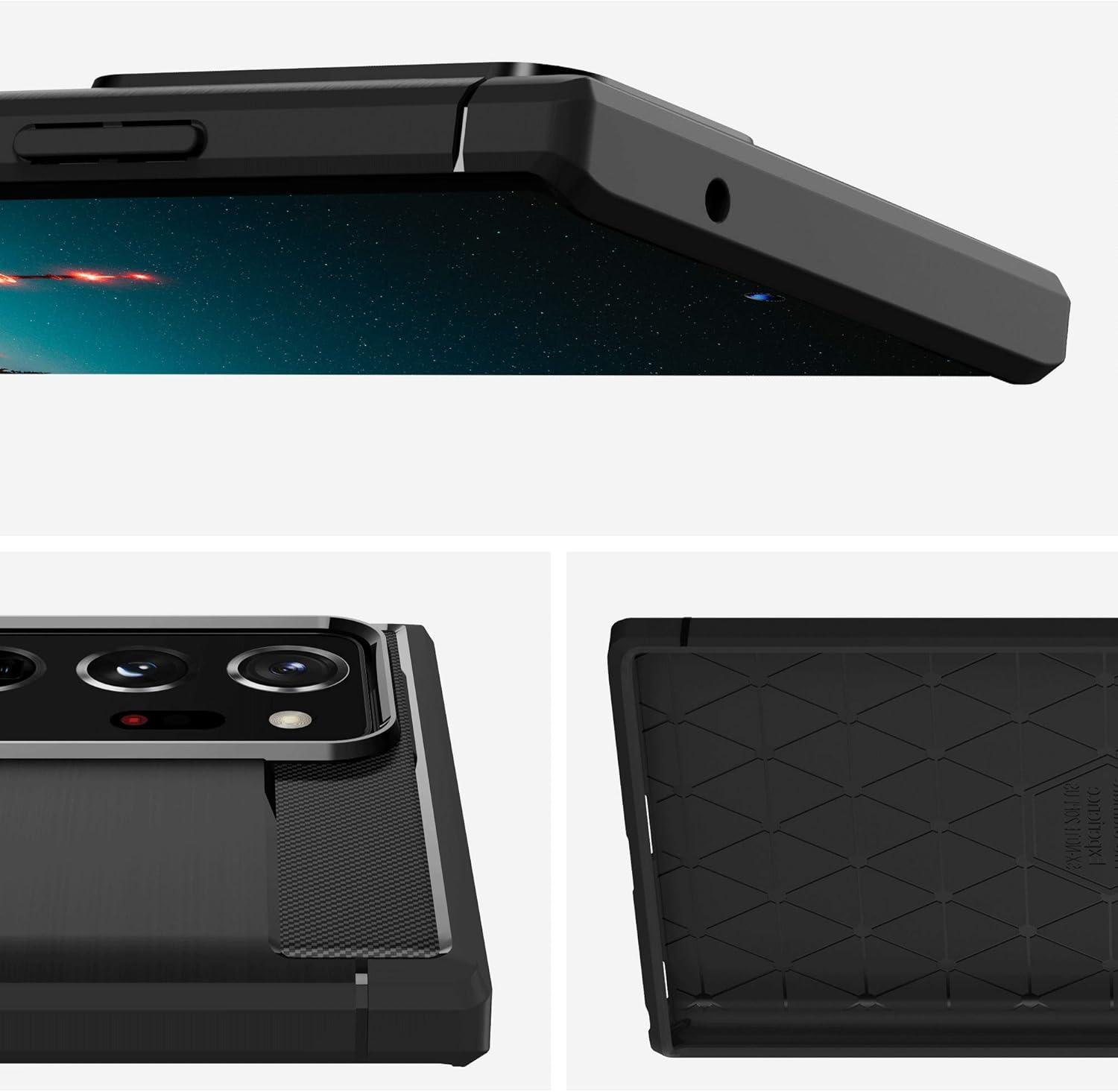 imageSURPHY Case Compatible with Galaxy Note 20 Ultra Case 69 InchesCarbon Fiber ampamp Brushed Effect Flexible TPU Phone Case for Note 20 Ultra Black