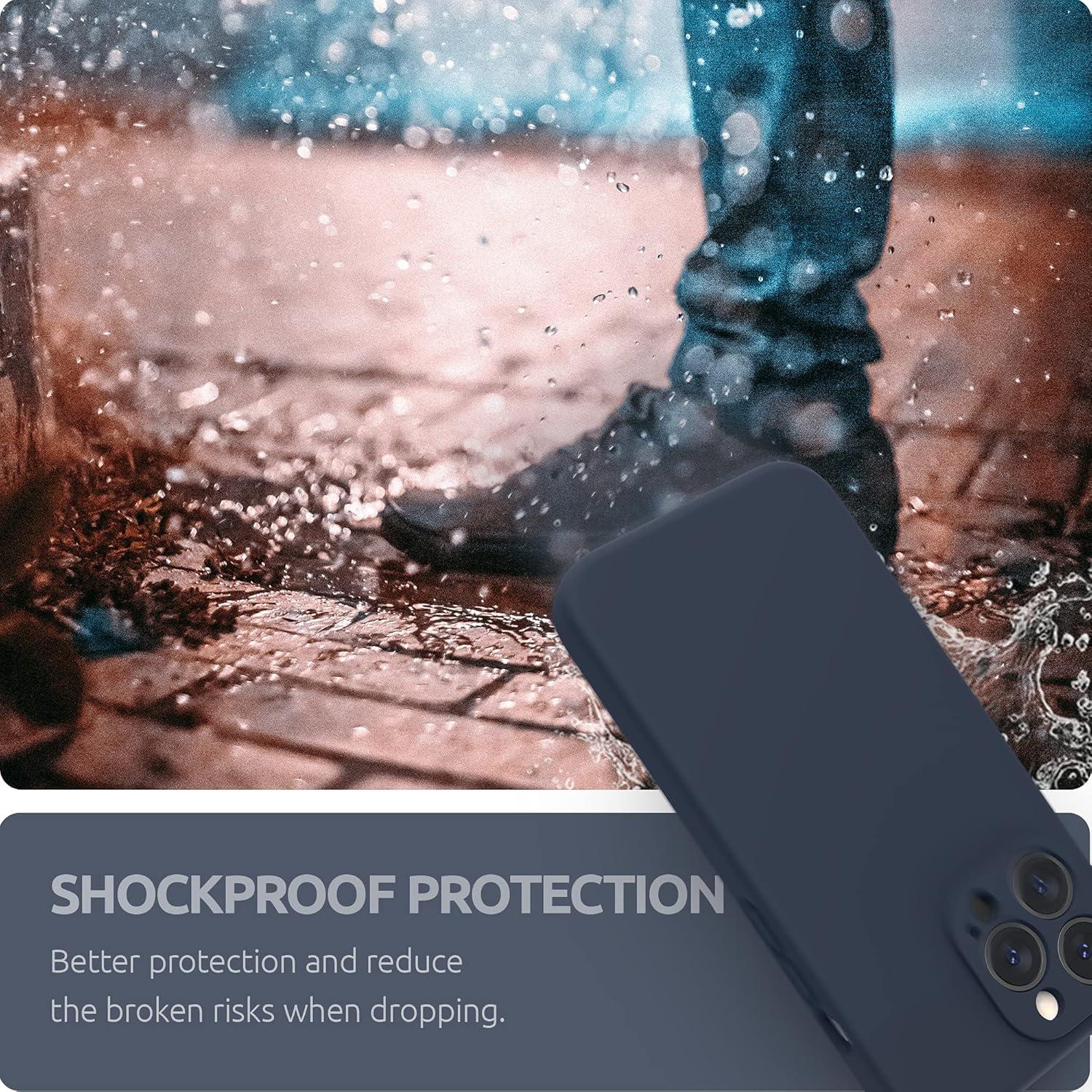 imageSURPHY Case for iPhone 13 Pro Case with Screen Protector 13 Pro Liquid Silicone Phone Cases Camera Protection ampamp Soft Microfiber Lining BlackMidnight Blue