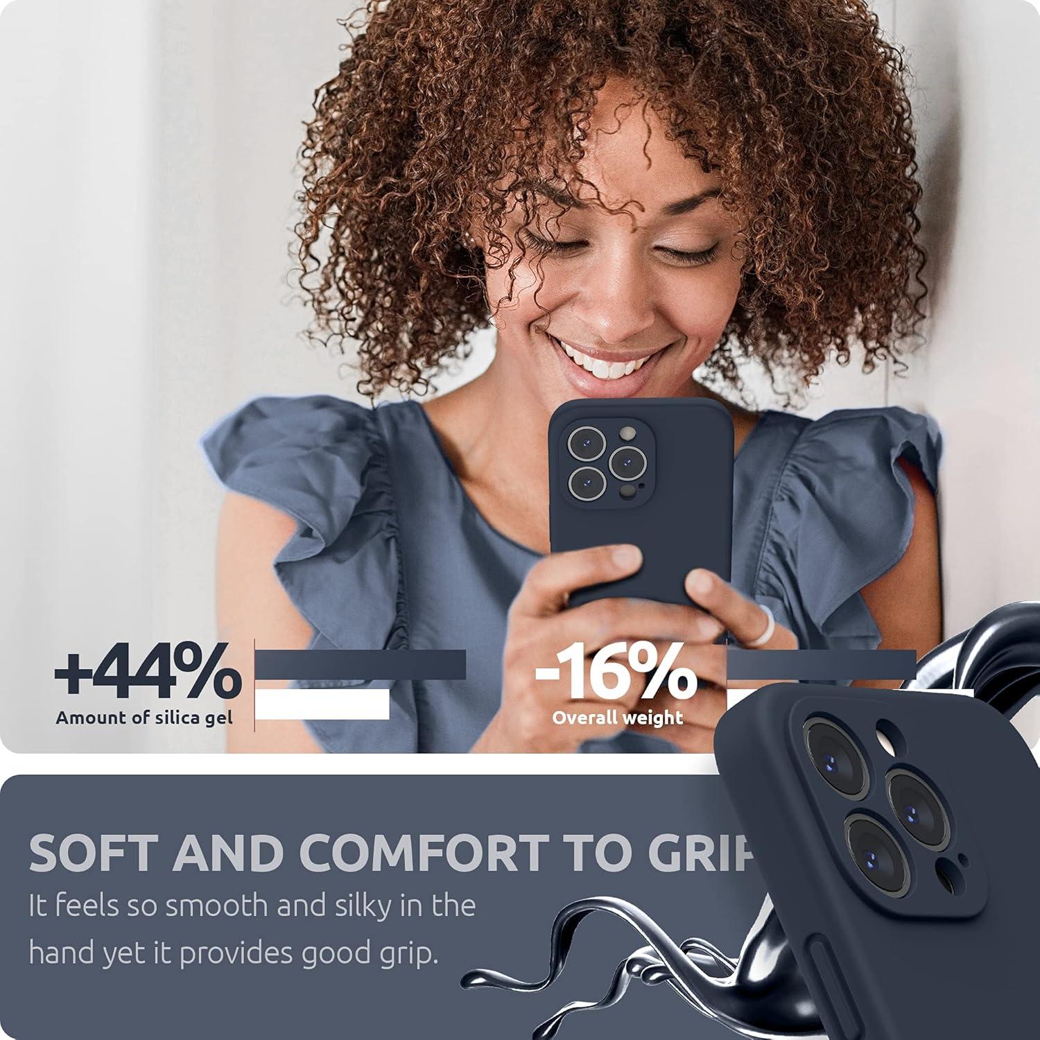 imageSURPHY Case for iPhone 13 Pro Case with Screen Protector 13 Pro Liquid Silicone Phone Cases Camera Protection ampamp Soft Microfiber Lining BlackMidnight Blue