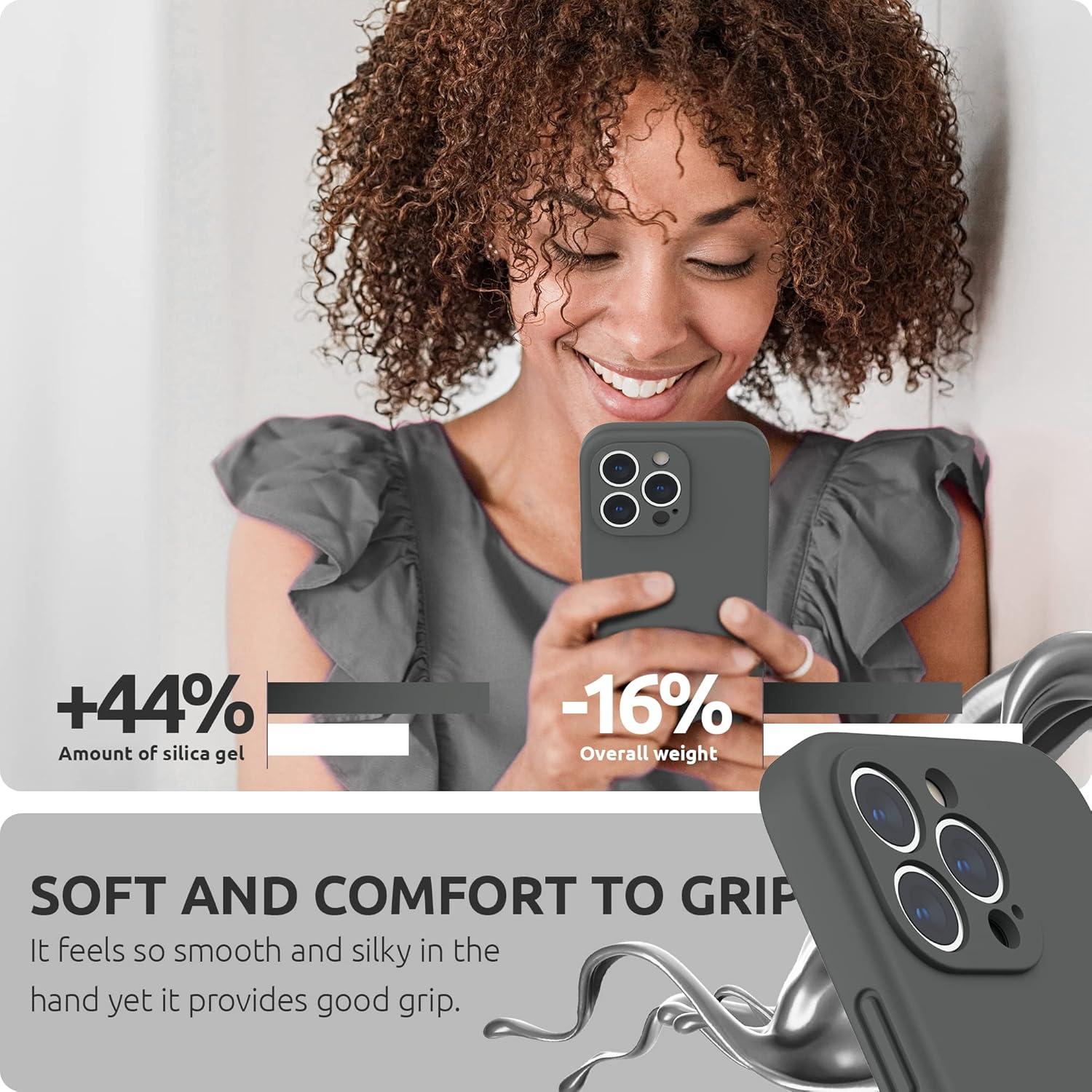 imageSURPHY Case for iPhone 13 Pro Case with Screen Protector 13 Pro Liquid Silicone Phone Cases Camera Protection ampamp Soft Microfiber Lining BlackSpace Gray