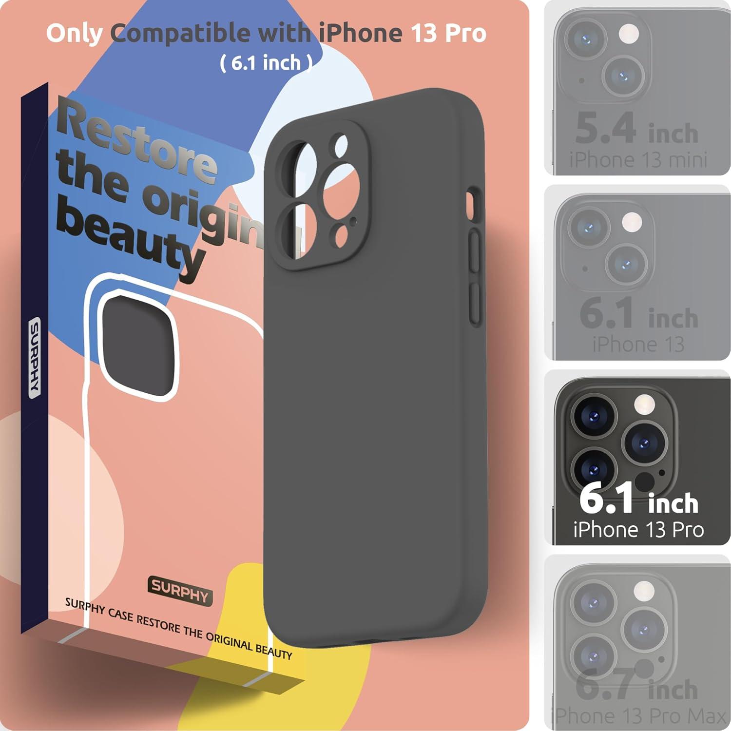 imageSURPHY Case for iPhone 13 Pro Case with Screen Protector 13 Pro Liquid Silicone Phone Cases Camera Protection ampamp Soft Microfiber Lining Pink SandClay