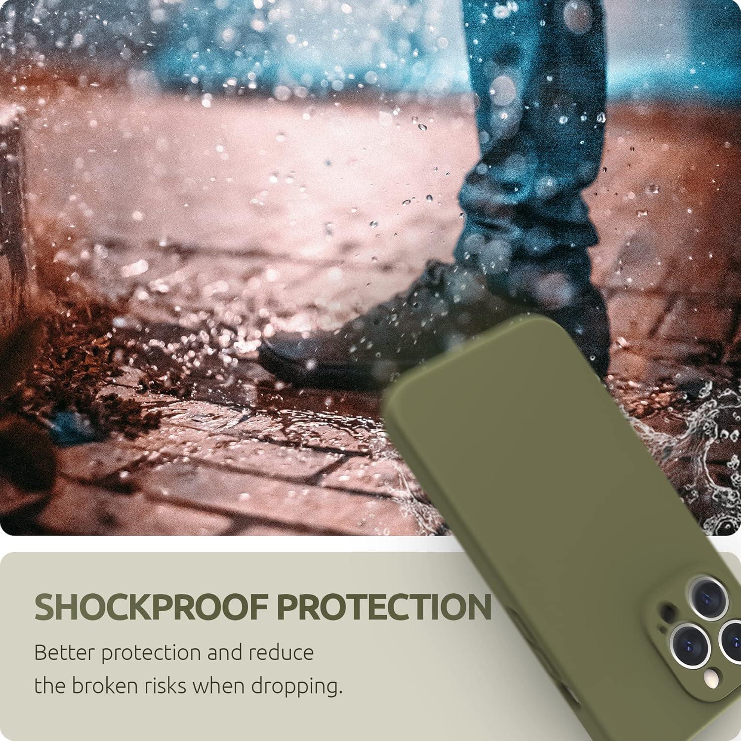 imageSURPHY Case for iPhone 13 Pro Case with Screen Protector 13 Pro Liquid Silicone Phone Cases Camera Protection ampamp Soft Microfiber Lining Pink SandKhaki Green