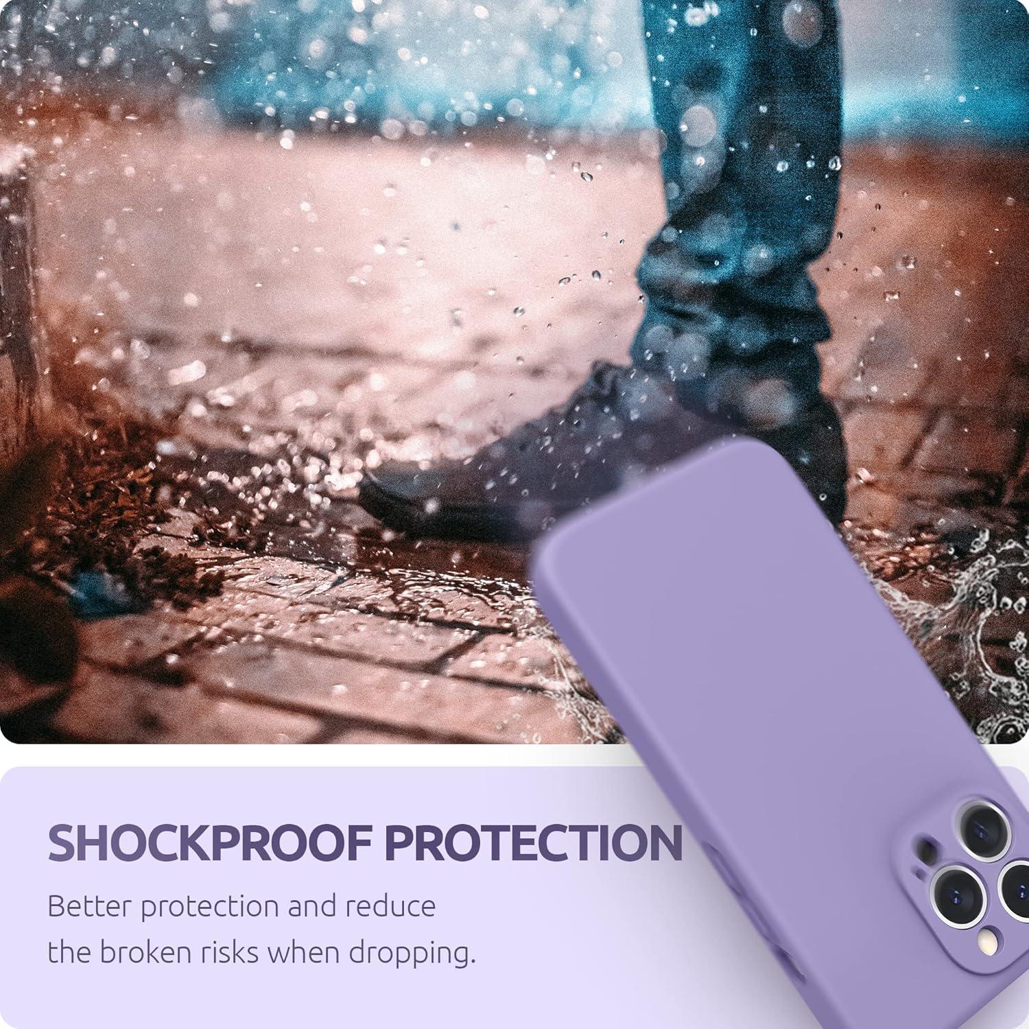 imageSURPHY Case for iPhone 13 Pro Case with Screen Protector 13 Pro Liquid Silicone Phone Cases Camera Protection ampamp Soft Microfiber Lining Pink SandLight Purple