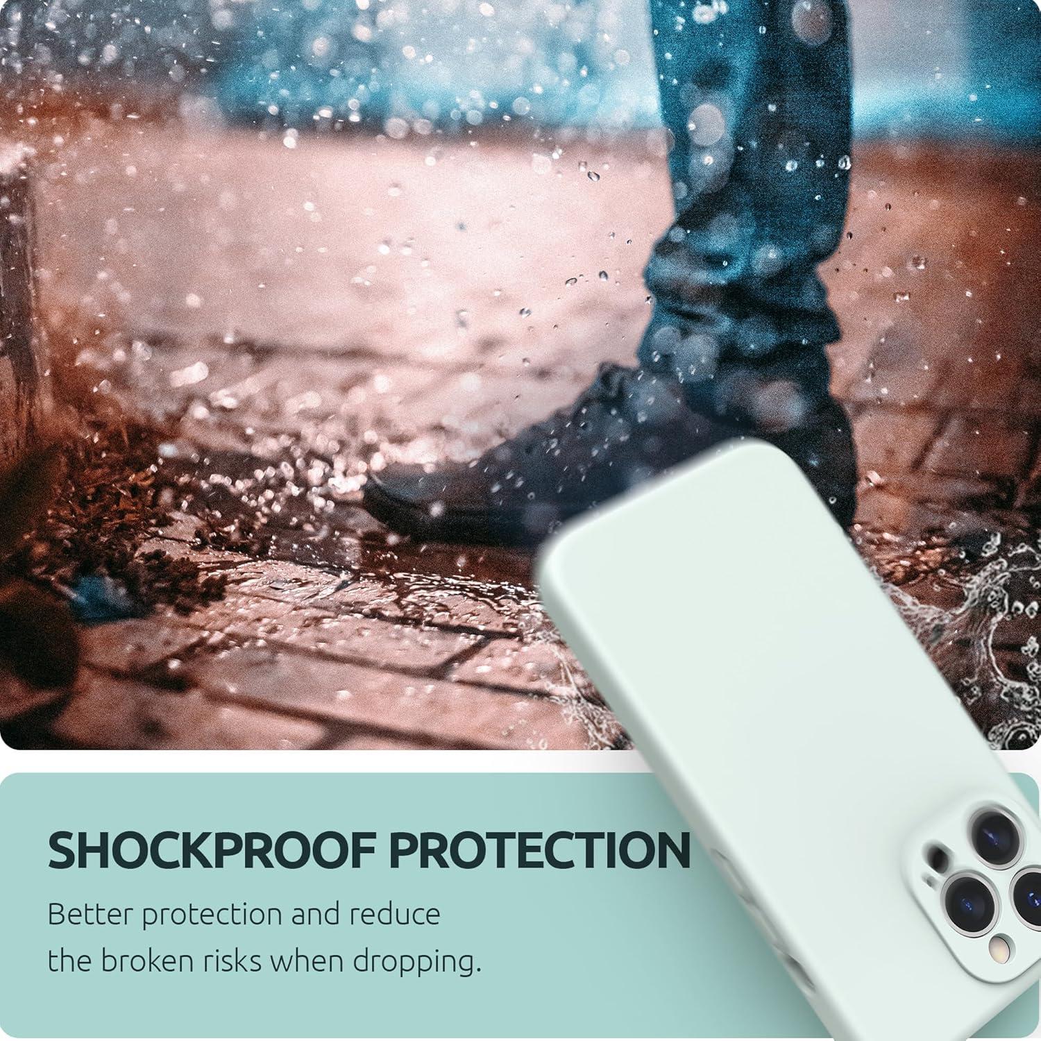 imageSURPHY Case for iPhone 13 Pro Case with Screen Protector 13 Pro Liquid Silicone Phone Cases Camera Protection ampamp Soft Microfiber Lining Pink SandSoft Mint