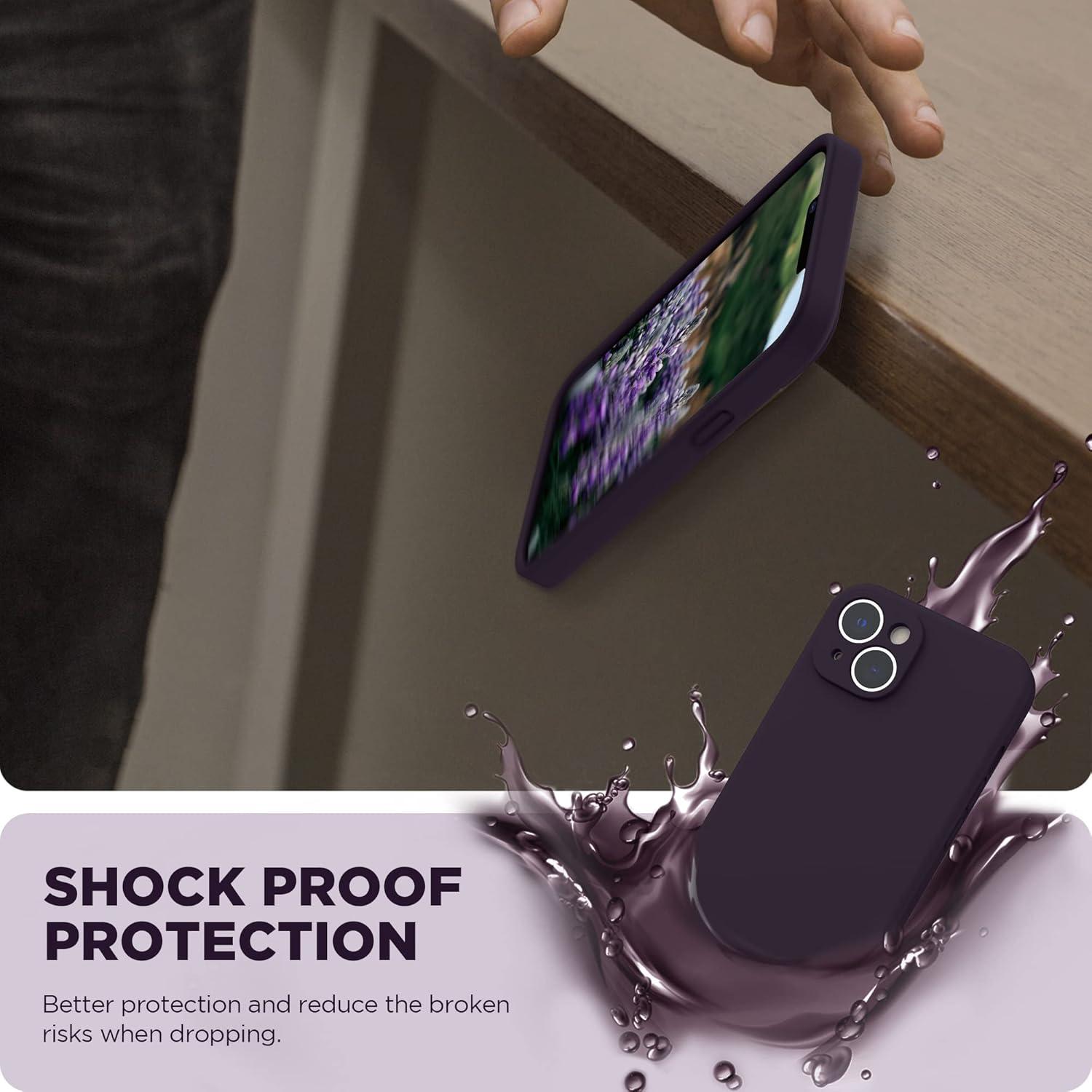 imageSURPHY Case for iPhone 14 Plus Case with Screen Protector and Camera Protection Liquid Silicone Phone Case with Soft Microfiber Lining Pink SandElderberry