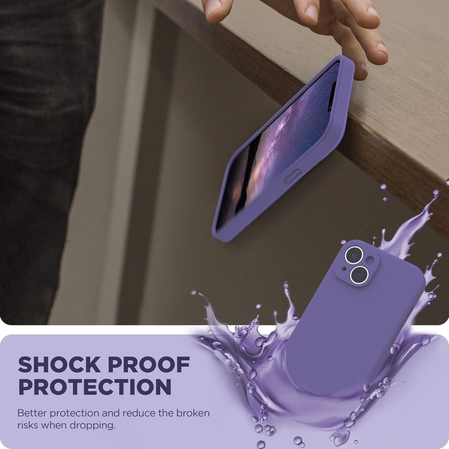 imageSURPHY Case for iPhone 14 Plus Case with Screen Protector and Camera Protection Liquid Silicone Phone Case with Soft Microfiber Lining Pink SandIris Purple