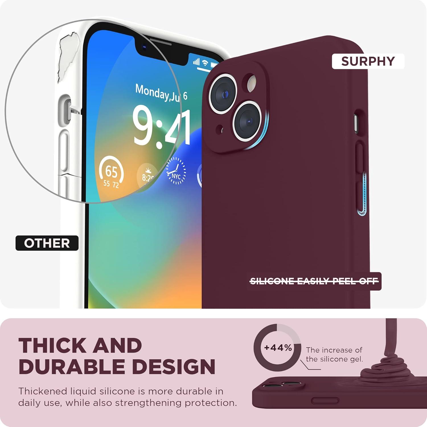 imageSURPHY Case for iPhone 14 Plus Case with Screen Protector and Camera Protection Liquid Silicone Phone Case with Soft Microfiber Lining Pink SandPlum