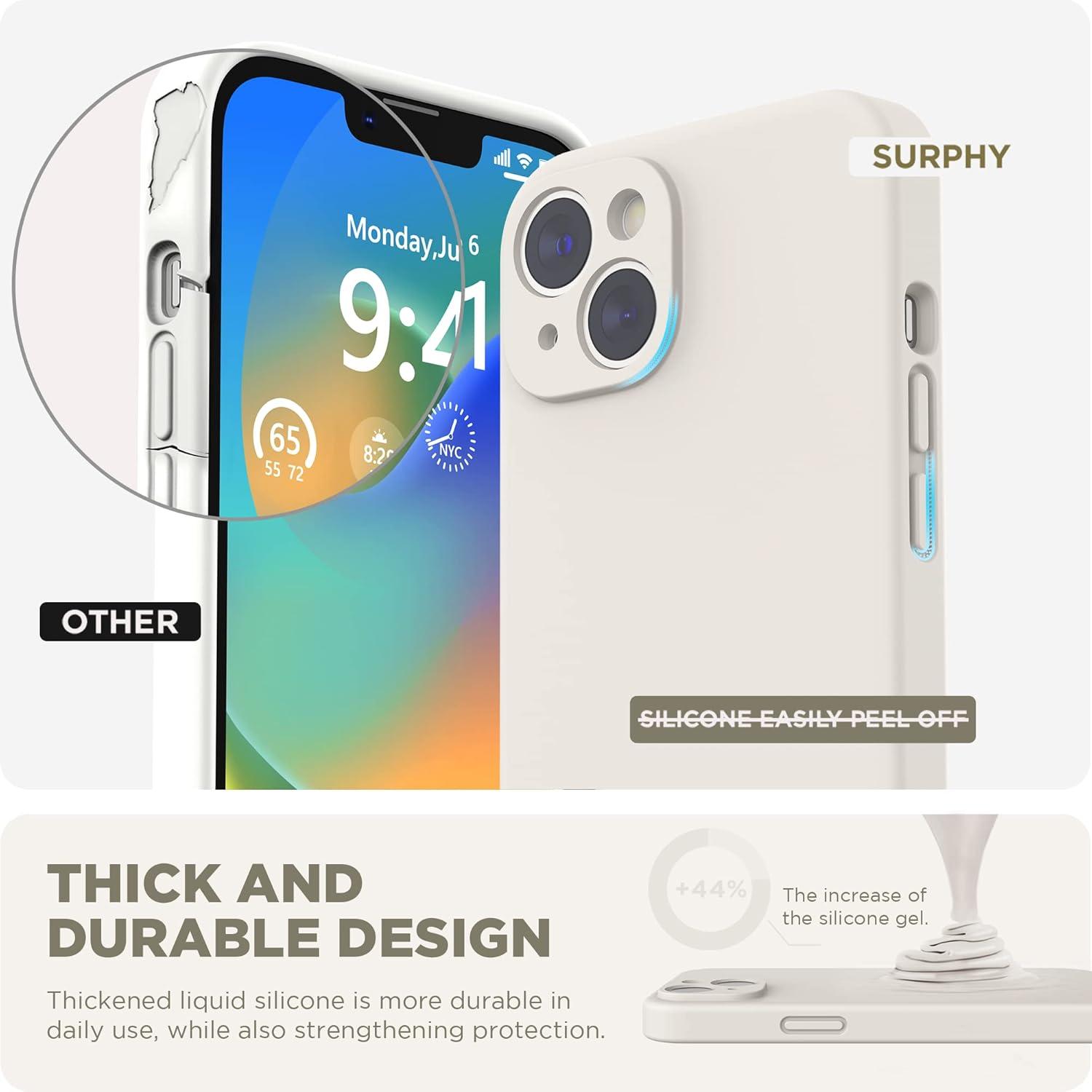 imageSURPHY Case for iPhone 14 Plus Case with Screen Protector and Camera Protection Liquid Silicone Phone Case with Soft Microfiber Lining Pink SandStone