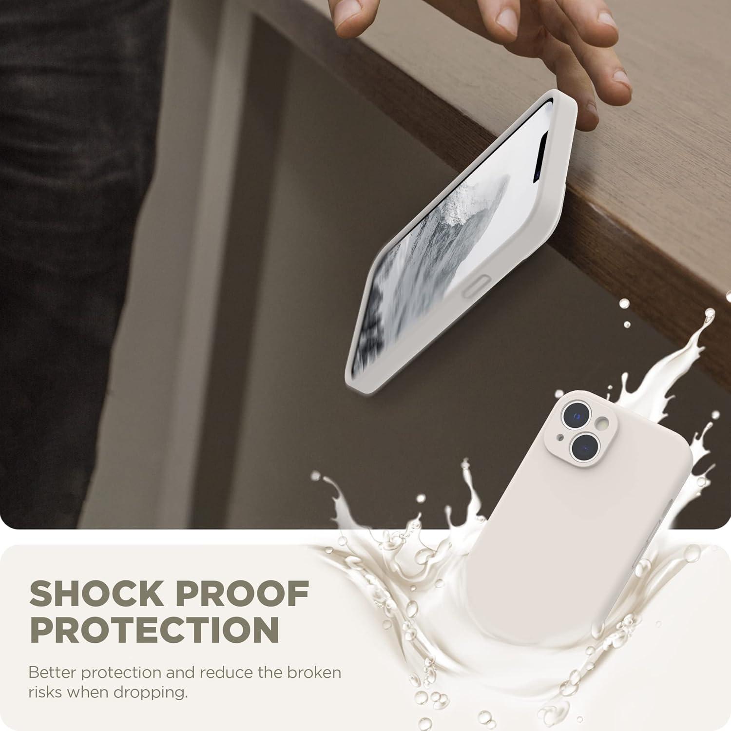 imageSURPHY Case for iPhone 14 Plus Case with Screen Protector and Camera Protection Liquid Silicone Phone Case with Soft Microfiber Lining Pink SandStone