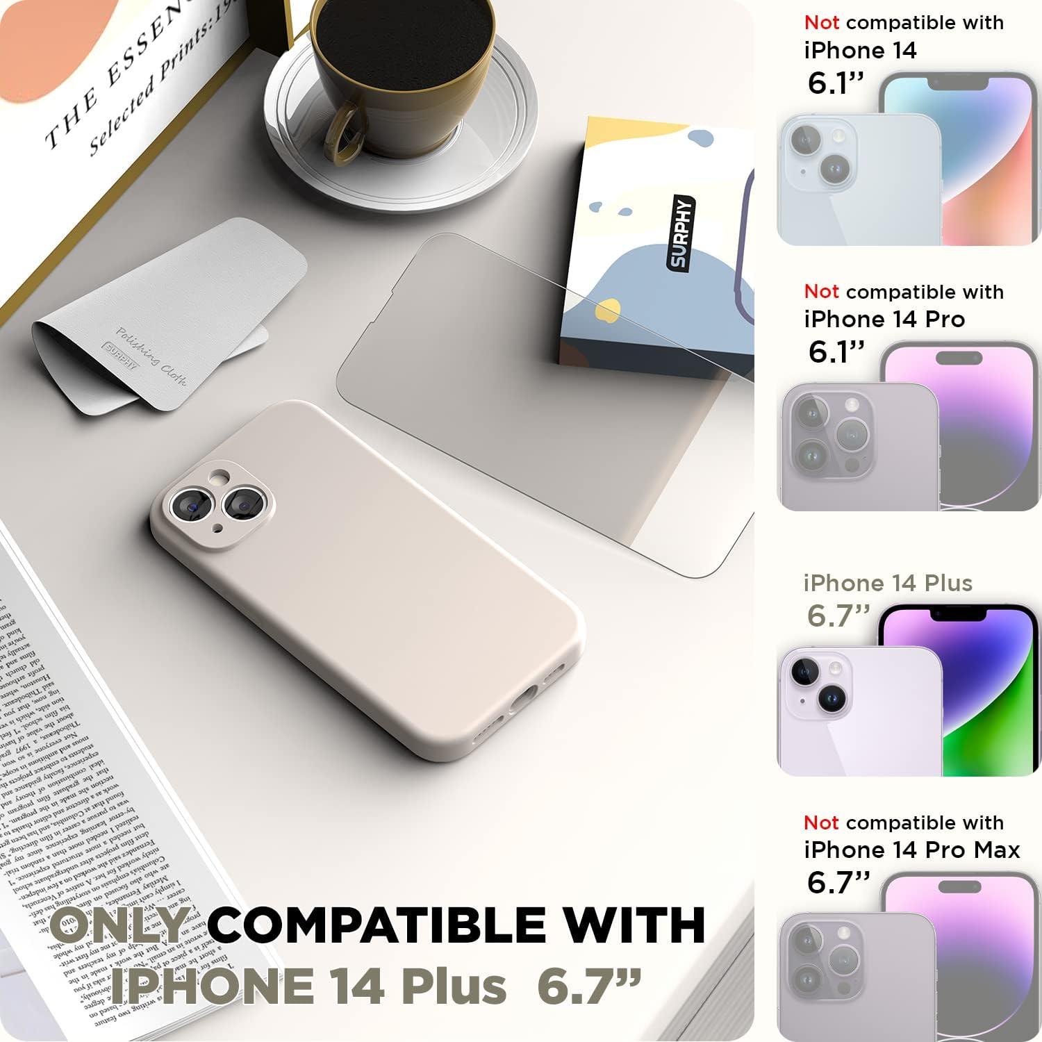 imageSURPHY Case for iPhone 14 Plus Case with Screen Protector and Camera Protection Liquid Silicone Phone Case with Soft Microfiber Lining Pink SandStone