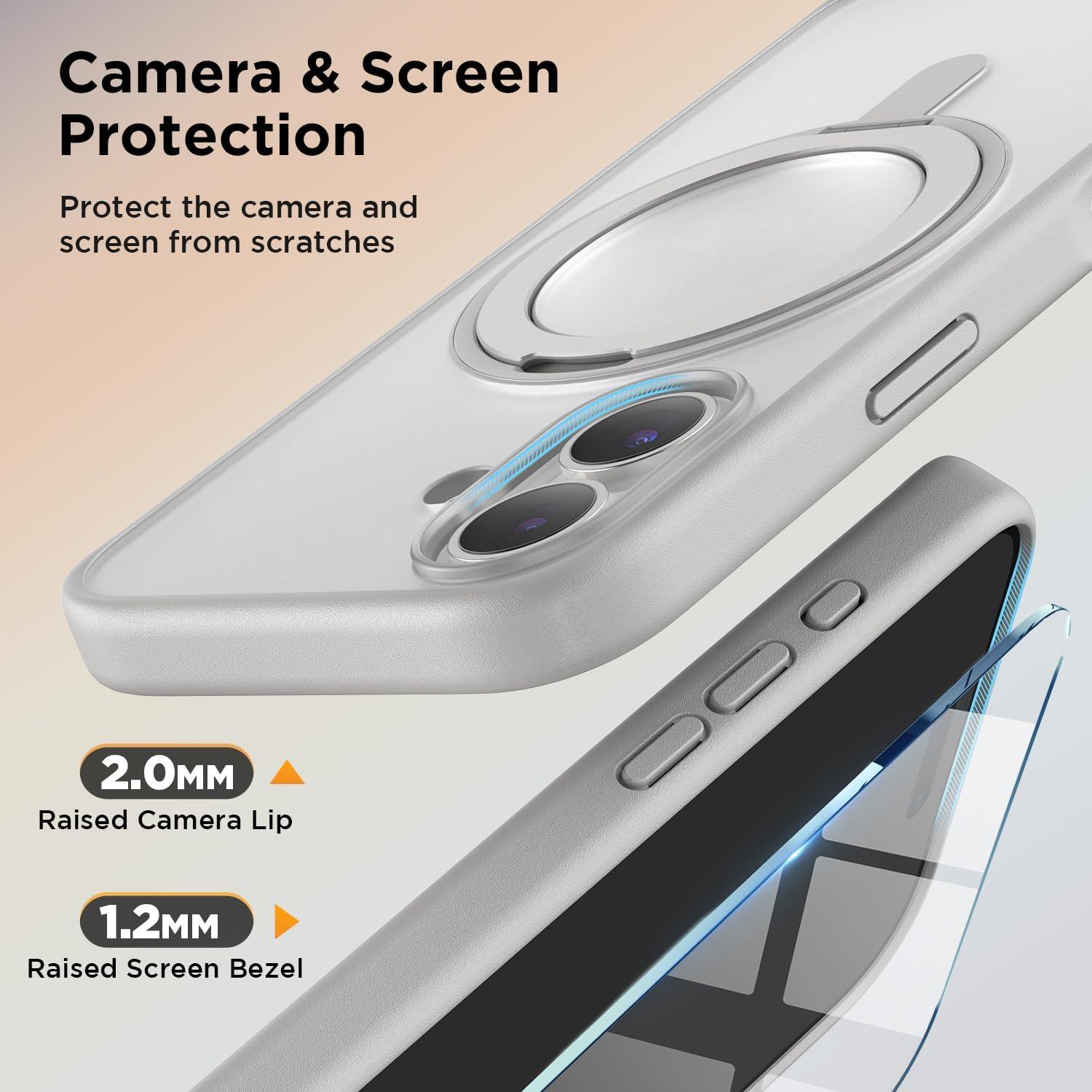 imageSURPHY Case for iPhone 17 Case with Screen Protector 63 inch 2025 Compatible with MagSafe Liquid Silicone 17 Phone Cases Whit Soft Microfiber Lining Lilac PurpleAStand Gray