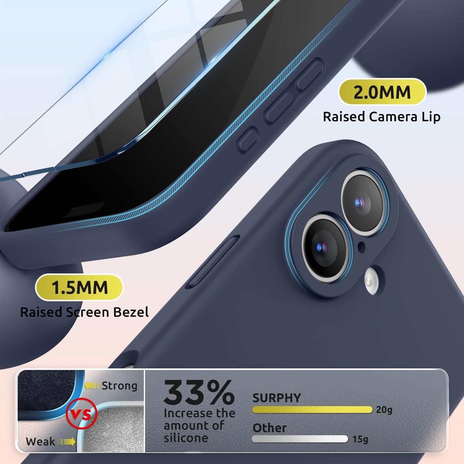 imageSURPHY Case for iPhone 17 Case with Screen Protector 63 inch 2025 Compatible with MagSafe Liquid Silicone 17 Phone Cases Whit Soft Microfiber Lining Lilac PurpleMidnight Blue