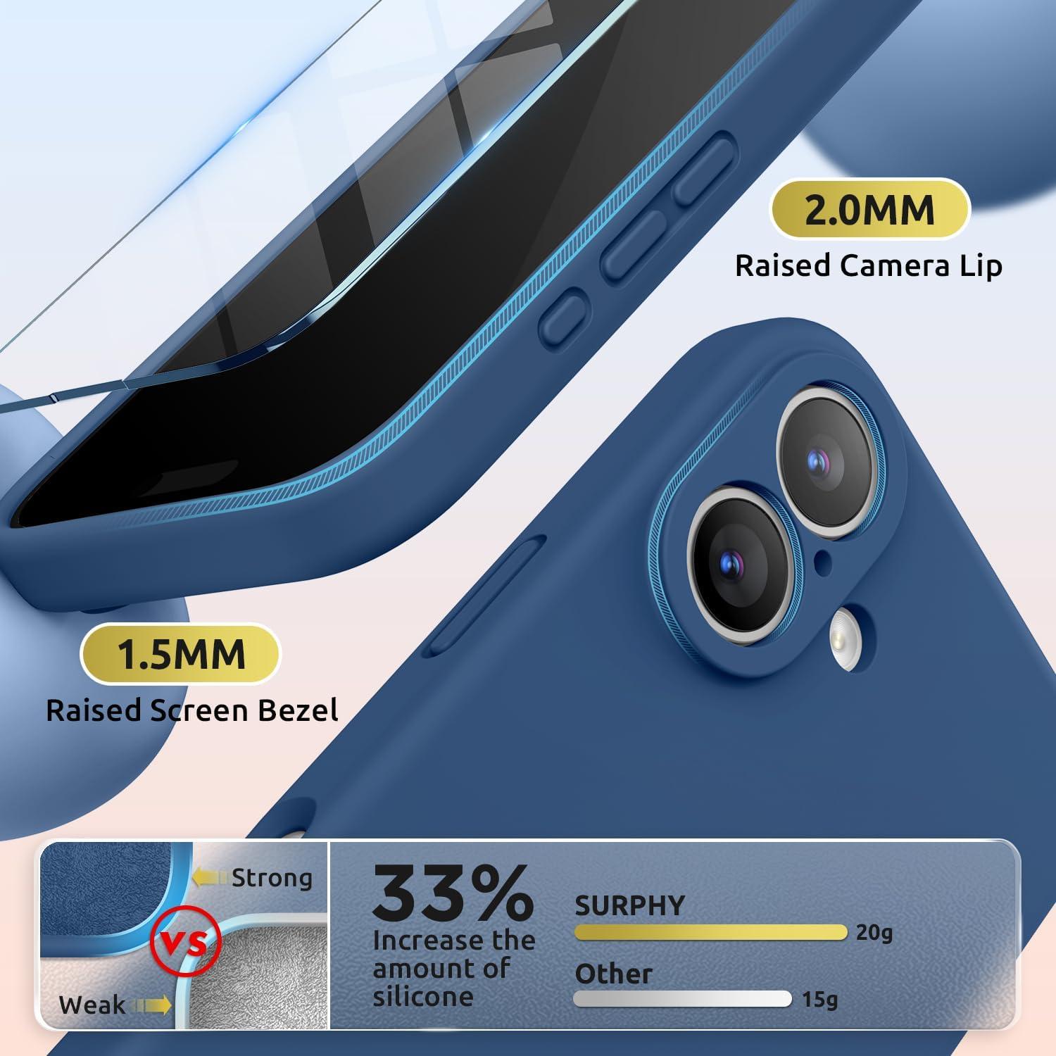 imageSURPHY Case for iPhone 17 Case with Screen Protector 63 inch 2025 Compatible with MagSafe Liquid Silicone 17 Phone Cases Whit Soft Microfiber Lining Lilac PurpleBlue Jay